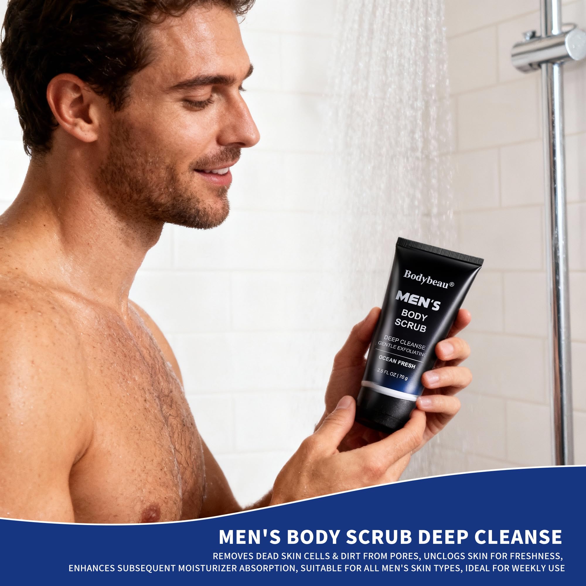 Bodybeau Men's Bath and Body Spa Gift Set - 7-Piece Kit with Daily Care 3-in-1 Wash, 2-in-1 Handmade Soap & Travel Bag - Father's Day/Birthday/Christmas Gifts for Dad, Husband Son from Family