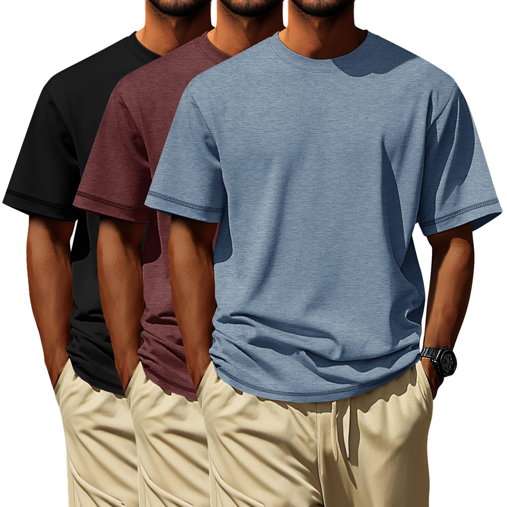 Neer 3 Pack Big and Tall Shirts for Men L-7xl, Short Sleeve Men Crewneck Tops Loose Casual Large T-Shirts Summer Basic Tee