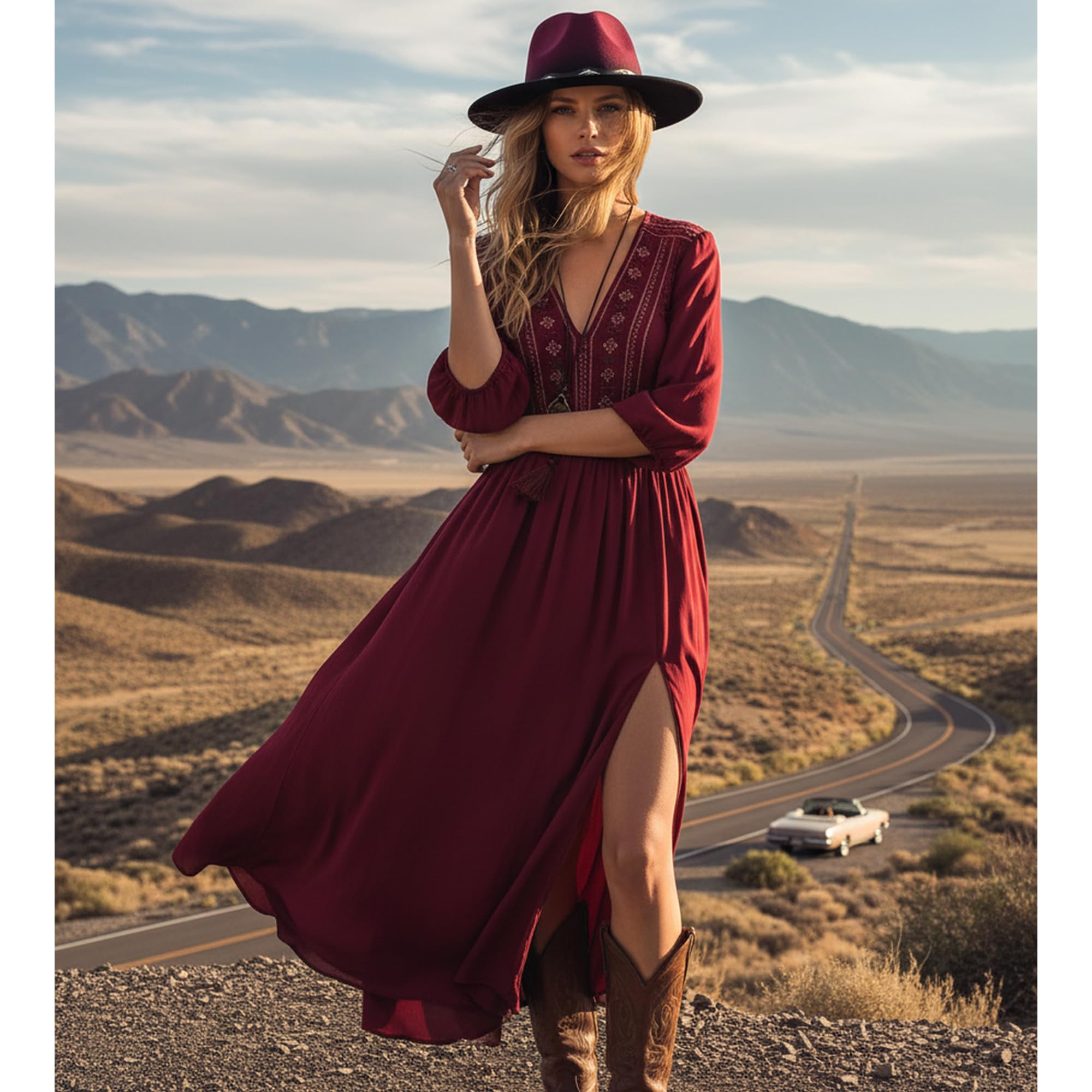 Lisianthus Gradient Color Fedora for Women & Men - Ombre Felt Hat with Classic Belt Buckle