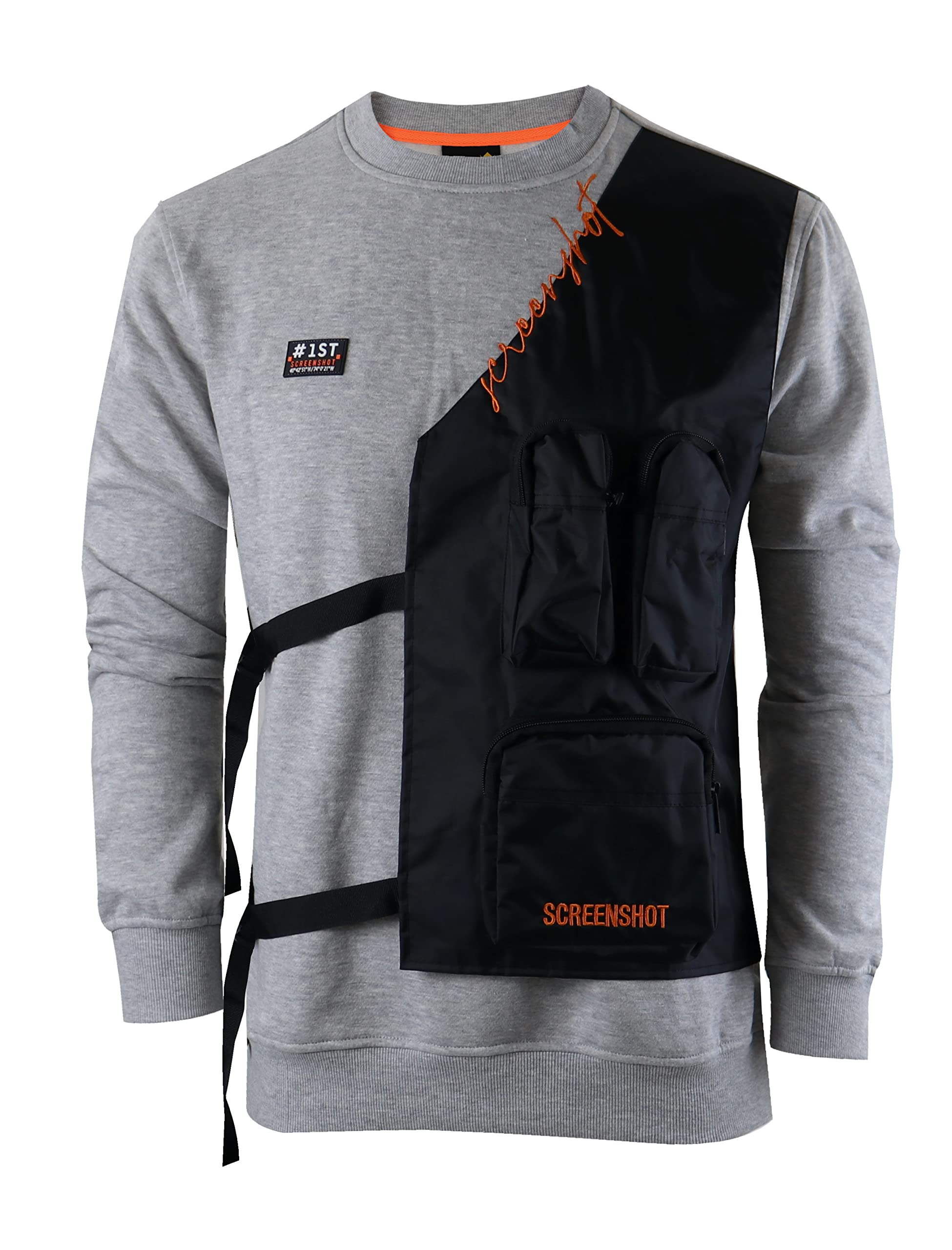 SCREENSHOT Mens Urban NYC Graffiti Hip Hop Fleece Pullover Active Fashion Crew Neck Sweatshirt Top