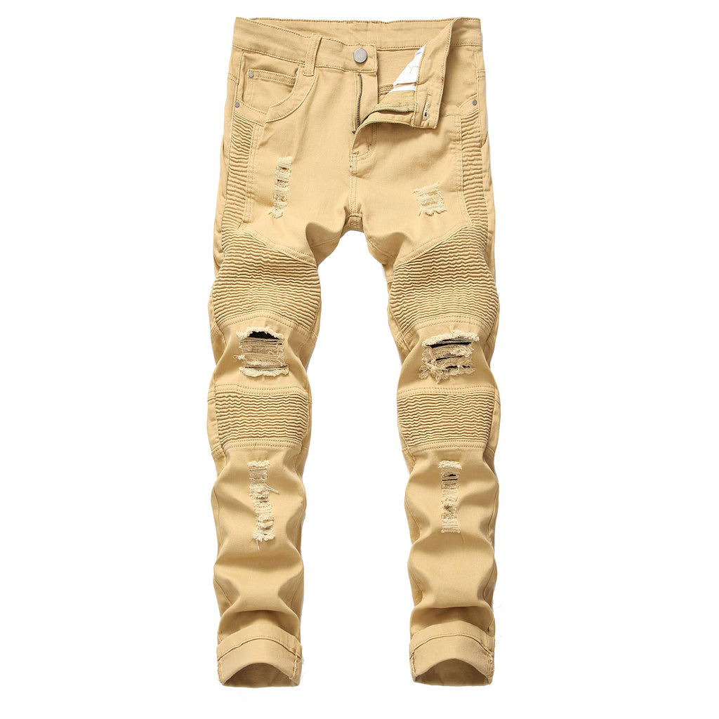 QIMYUM Men's Slim Fit Jeans Ripped Skinny Jeans for Men, Fashion Biker Jeans Stretch Moto Cargo Denim Pants