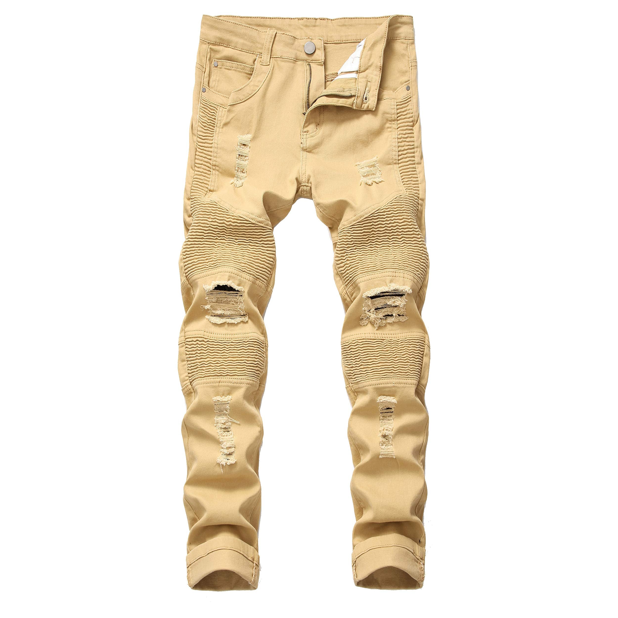 QIMYUM Men's Slim Fit Jeans Ripped Skinny Jeans for Men, Fashion Biker Jeans Stretch Moto Cargo Denim Pants