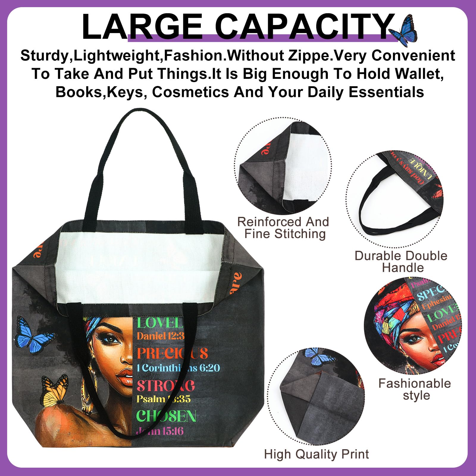 Silkfly 4 Pack African American Tote Bags for Black Women Girl Mother Day Shoulder Bag Afro Large Satchel Handbag Work Travel