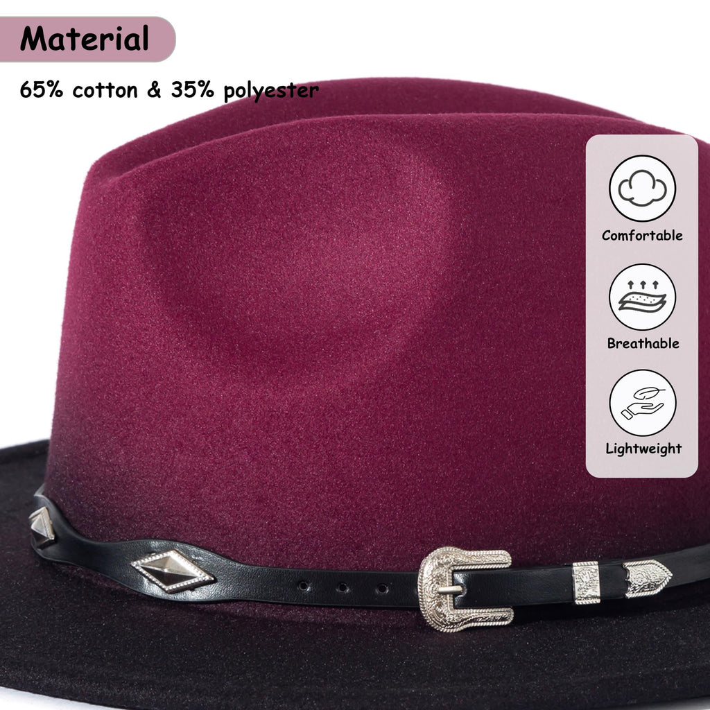 Lisianthus Gradient Color Fedora for Women & Men - Ombre Felt Hat with Classic Belt Buckle