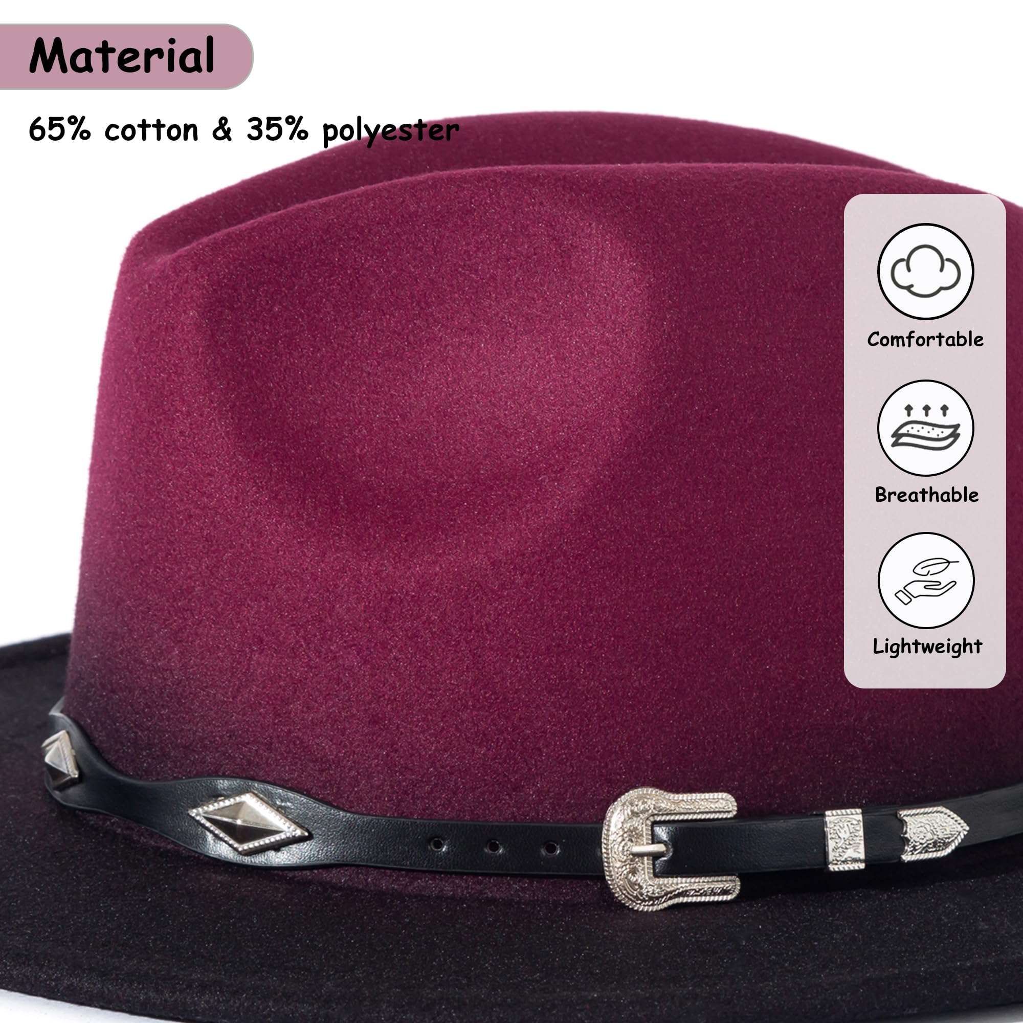 Lisianthus Gradient Color Fedora for Women & Men - Ombre Felt Hat with Classic Belt Buckle
