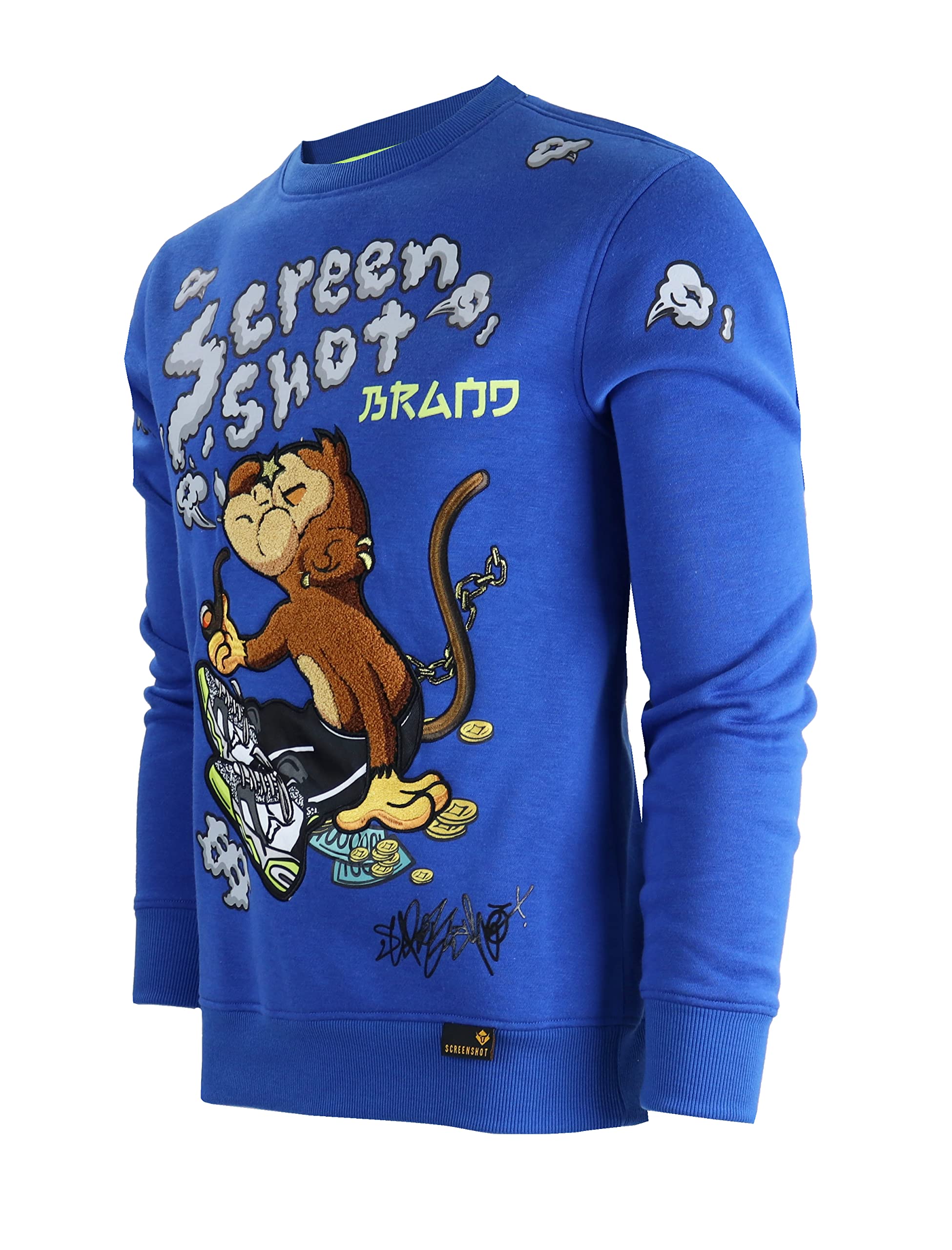 SCREENSHOT Mens Urban NYC Graffiti Hip Hop Fleece Pullover Active Fashion Crew Neck Sweatshirt Top