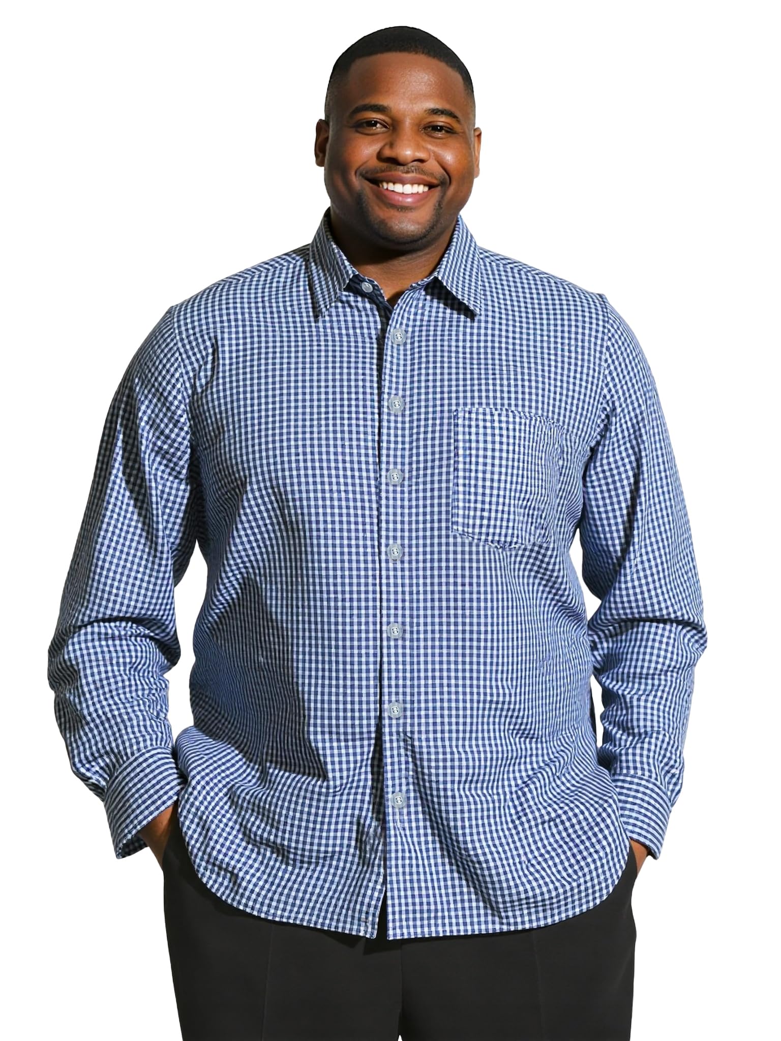 Yuyapu Big and Tall Shirts for Men, Long Sleeve Casual Dress Shirts Button Down with Pocket for Business,Travel,Daily Wear