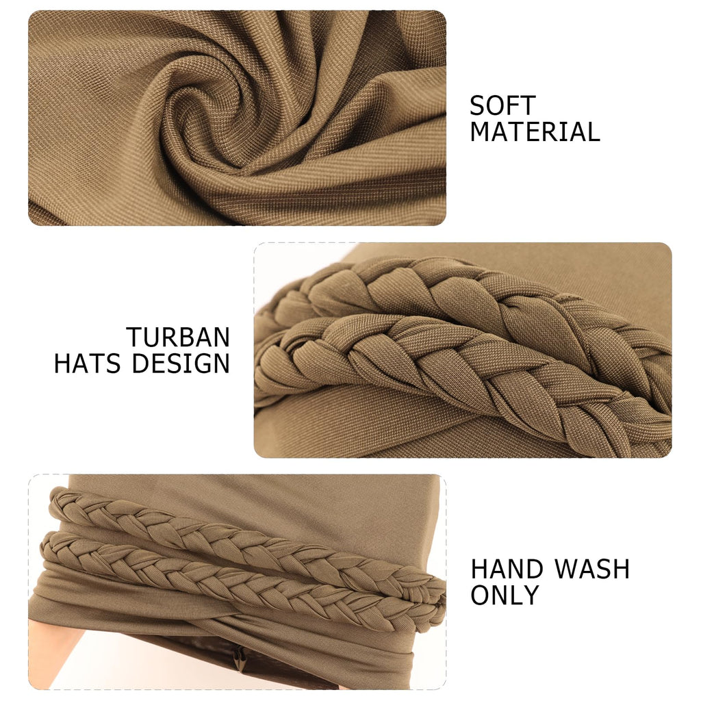 DRESHOW African Women Turban Caps Beanie Twist Headscarf Pre-Tied Double Twisted Braid Hair Cover Wrap Hat Chemo Cancer Cap