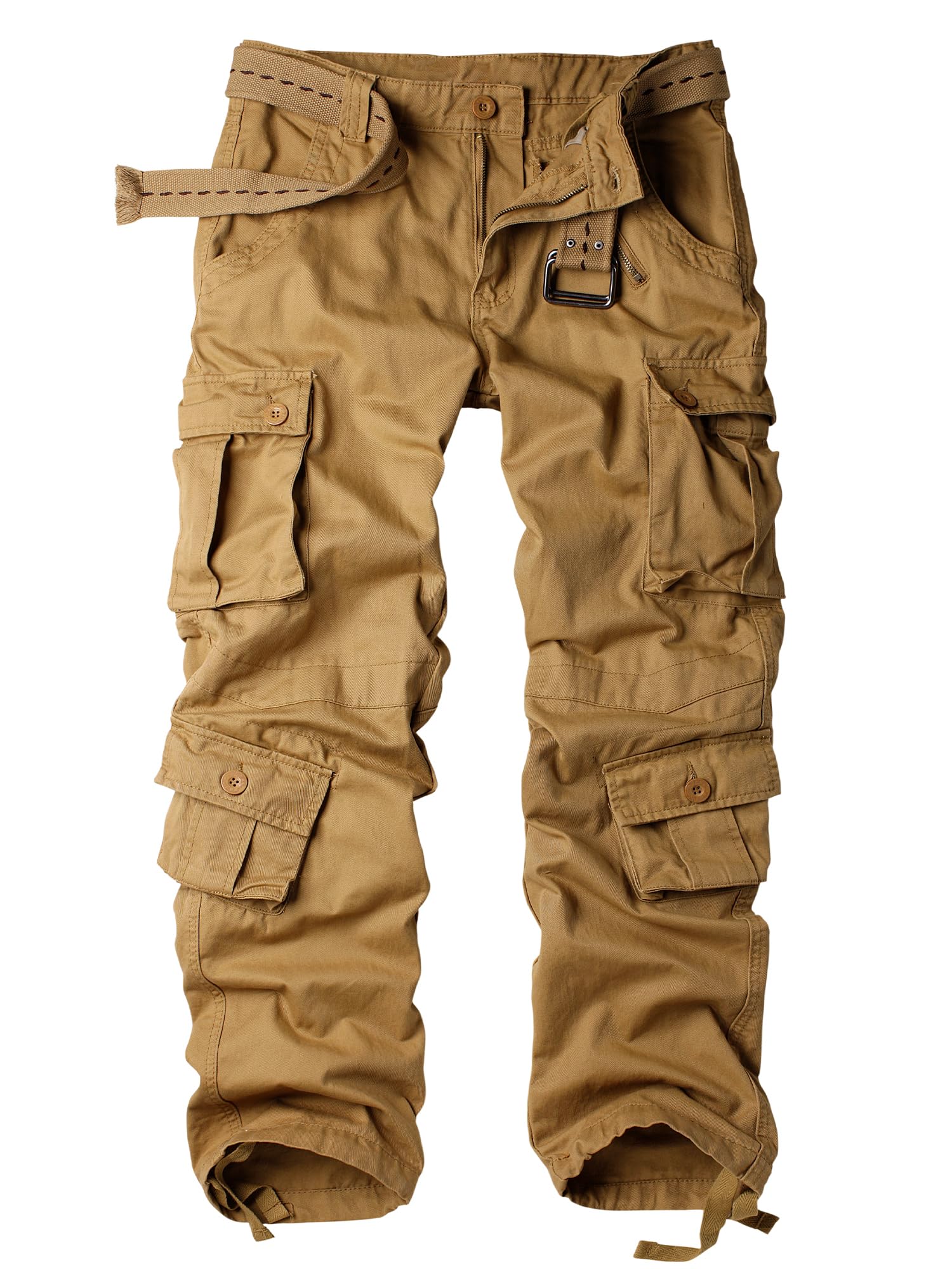 AKHIKING Men's Camo Cargo Work Pants Cotton Tactical Ripstop Casual Combat Pants with 8 Pockets