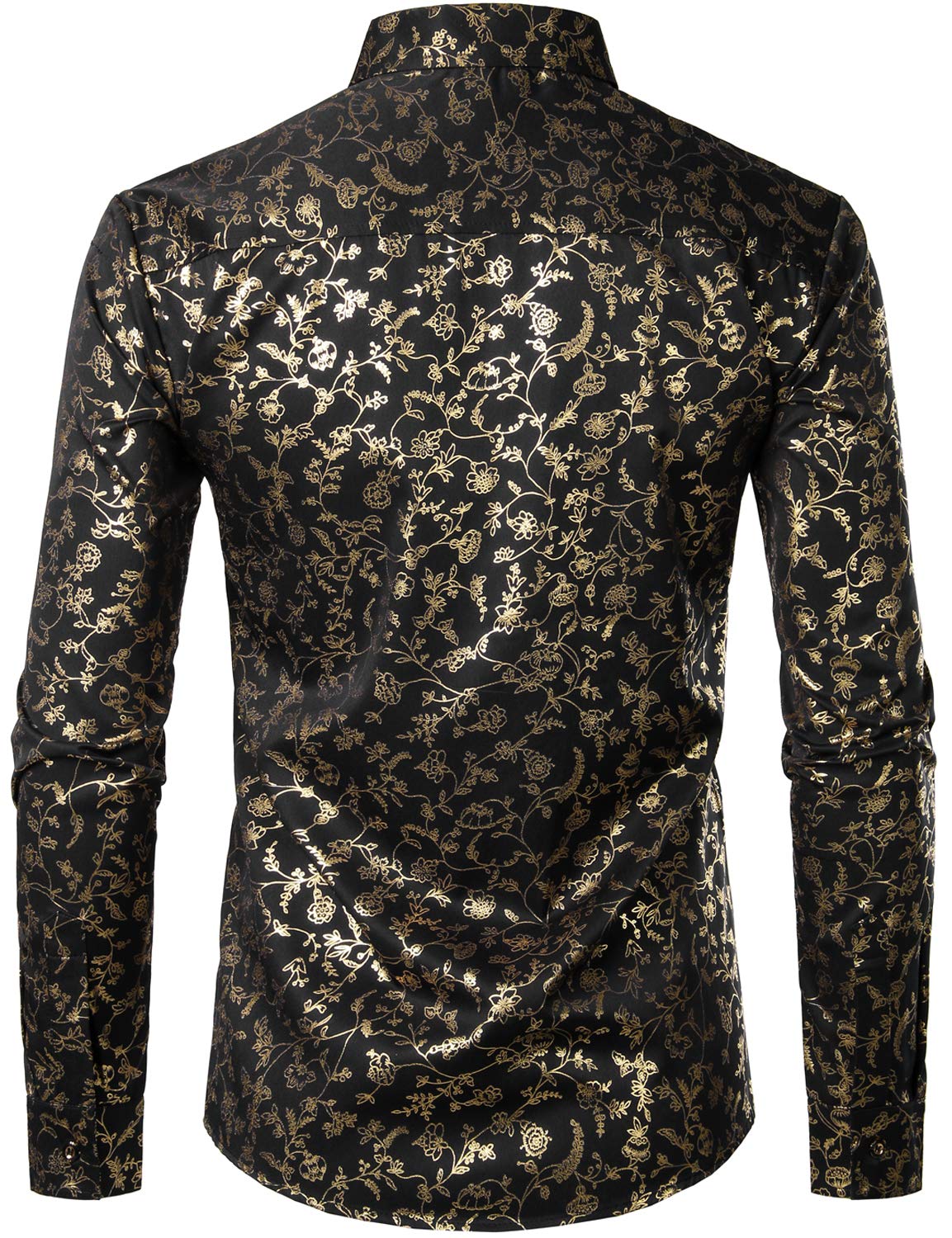 ZEROYAA Mens Hipster Printed Slim Fit Long Sleeve Button Up Party Dress Shirts