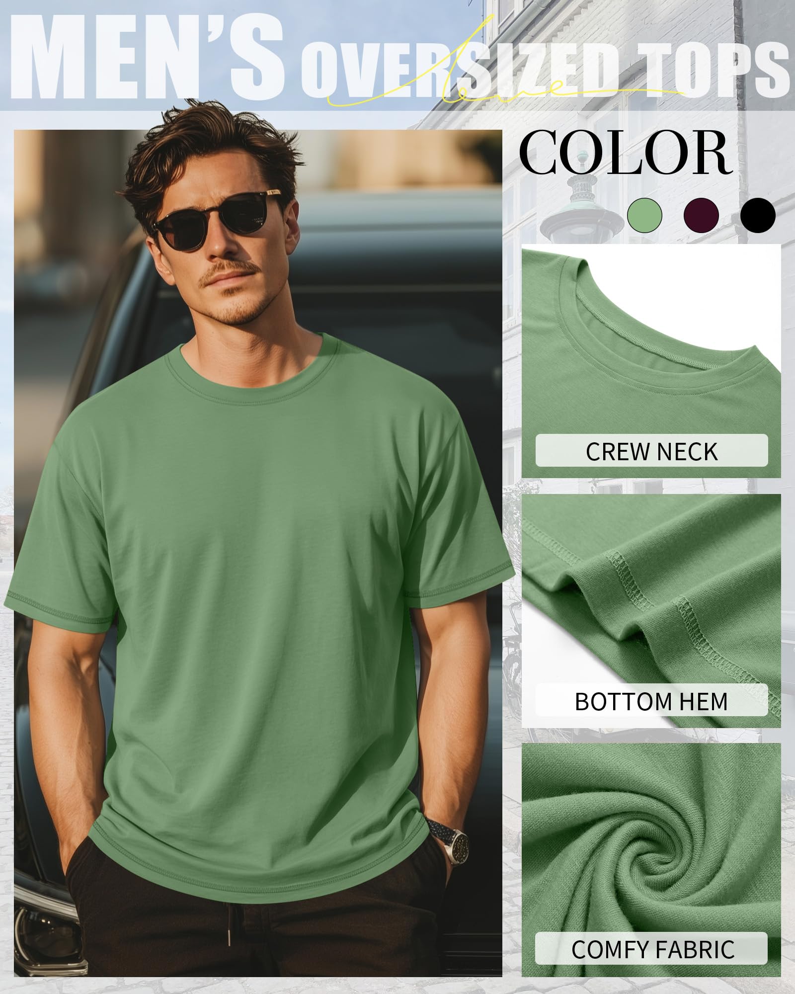 Neer 3 Pack Big and Tall Shirts for Men L-7xl, Short Sleeve Men Crewneck Tops Loose Casual Large T-Shirts Summer Basic Tee