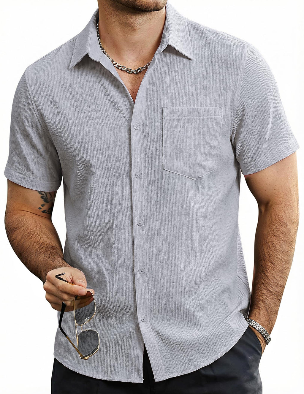 VATPAVE Mens Summer Striped Shirts Button Down Short Sleeve Vintage Beach Hawaiian Shirts with Pocket