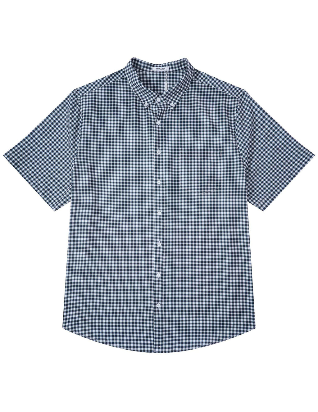 COOFANDY Mens Big and Tall Shirts Short Sleeve Casual Button Down Plaid Shirt Wrinkle Free Dress Shirt with Pocket