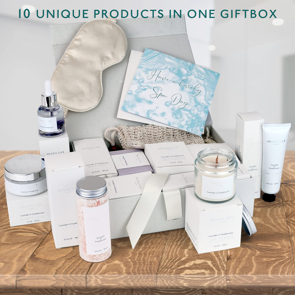 Jasmyn & Greene Luxury Spa Gift Basket for Women - 10 Relaxing Spa Birthday Gifts for Women with Lavender. Bridal Shower Gifts for Woman with Self Care Kit. Get Well Soon Package for Mother Sister.