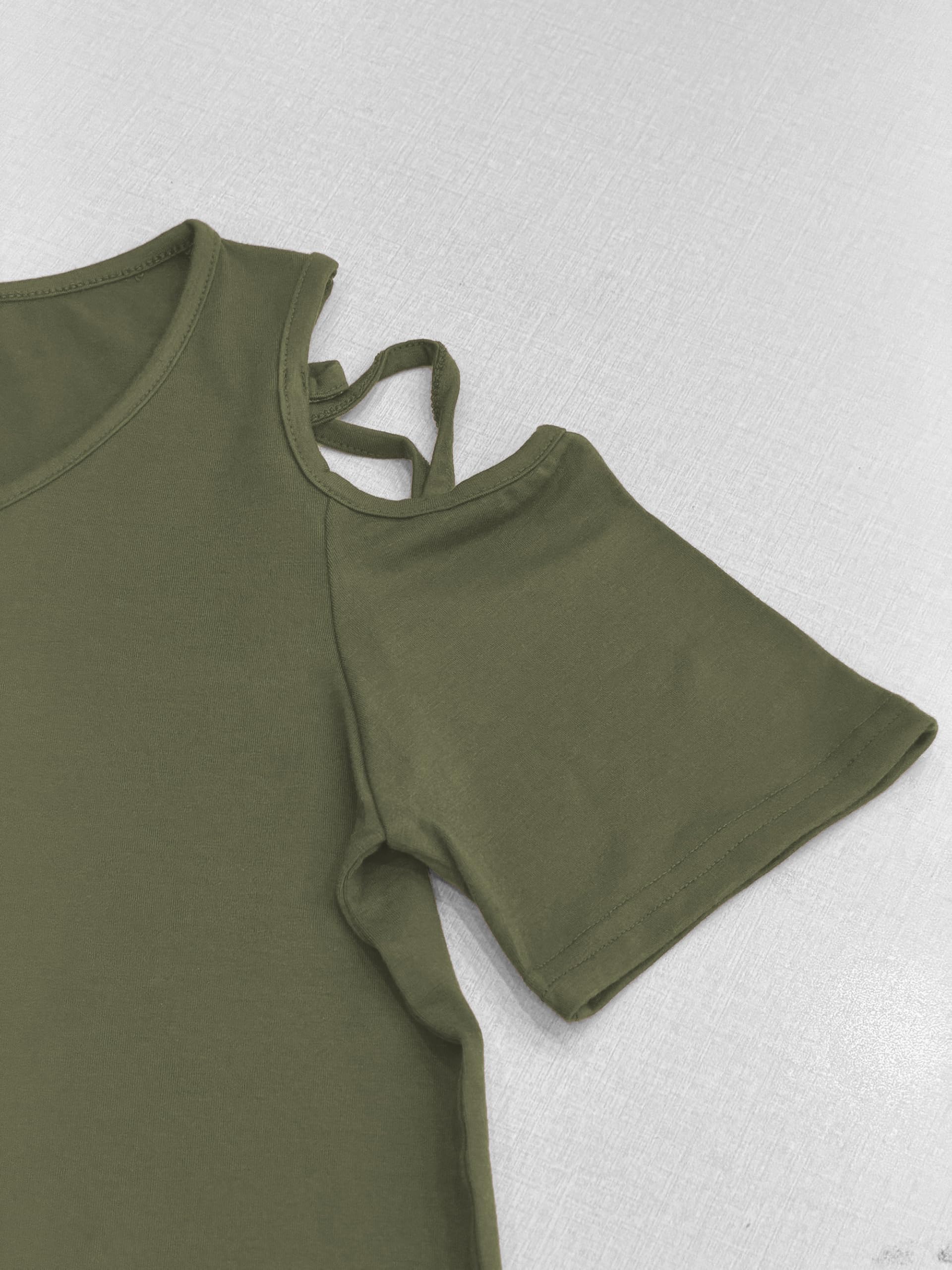 Jar of Love Women's Short Sleeve Cold Shoulder Tops T-Shirts for Women Spring Summer Tops Loose Fit Tunic 2026