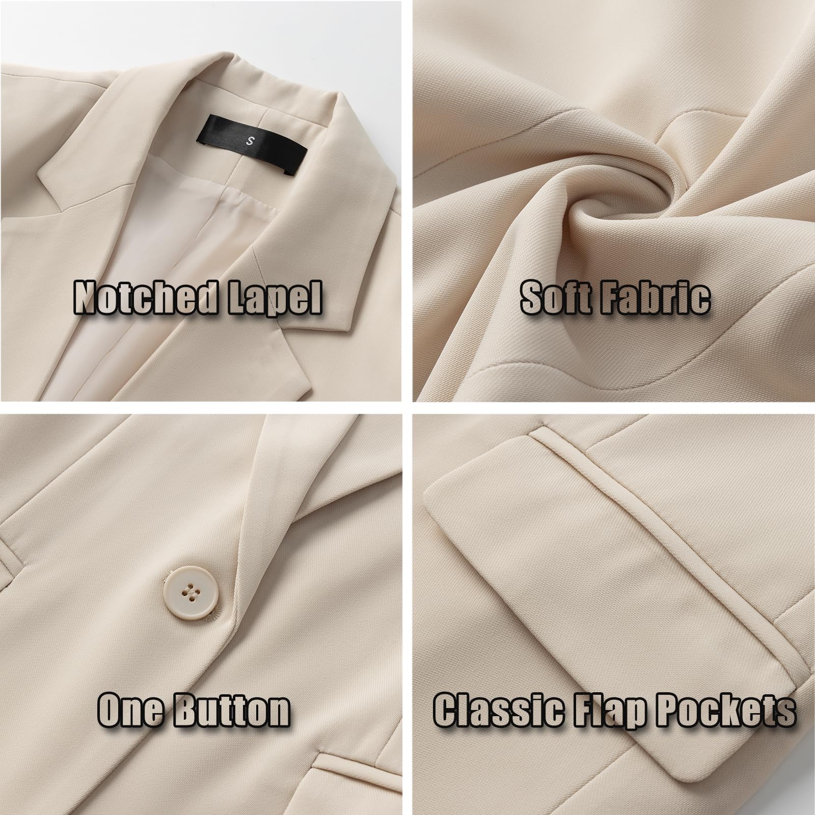 Women's 2 Piece Pant Suit Dressy Business Casual Outfits Notched Collar Blazer Professional Pantsuits Set for Work Office