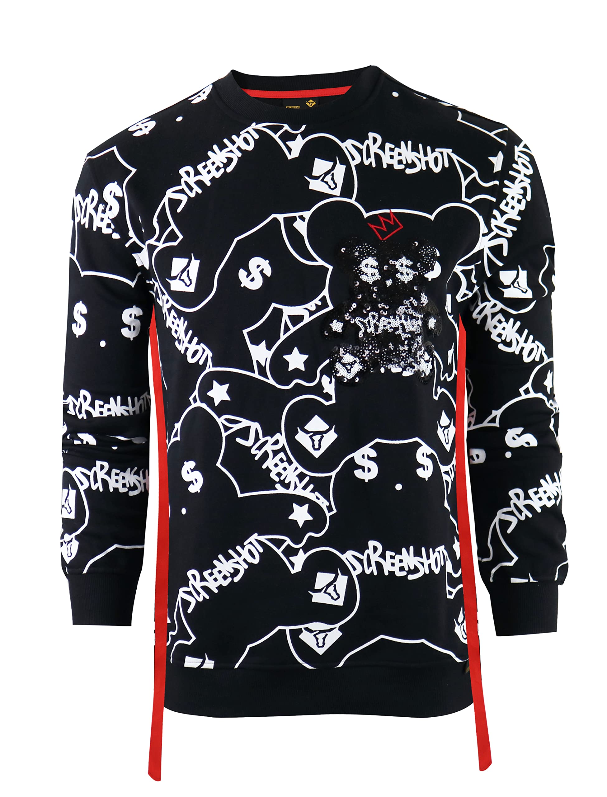 SCREENSHOT Mens Urban NYC Graffiti Hip Hop Fleece Pullover Active Fashion Crew Neck Sweatshirt Top