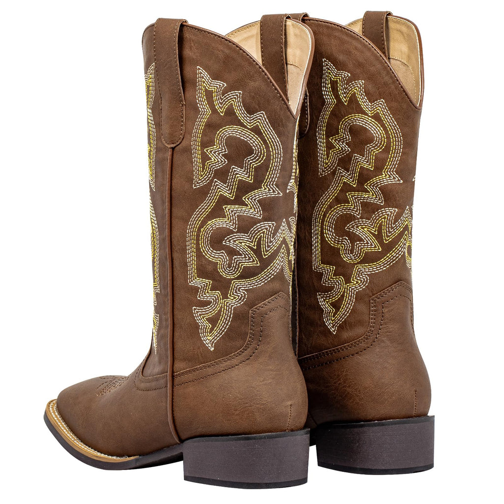 SheSole Extra Wide Calf Cowgirl Boots with Removable Cushion - Western Cowboy Style with Roomy Square Toe & Hidden Elastic Panel to Step into Confidence