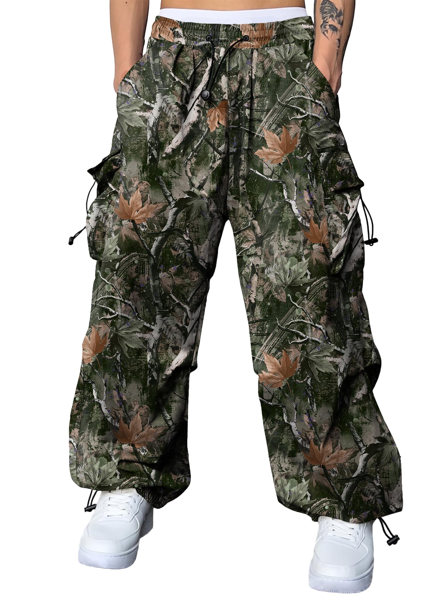JMIERR Men's Baggy Cargo Pants Trendy Casual Parachute Pant Loose Fit Harem Joggers with Pockets for Streetwear