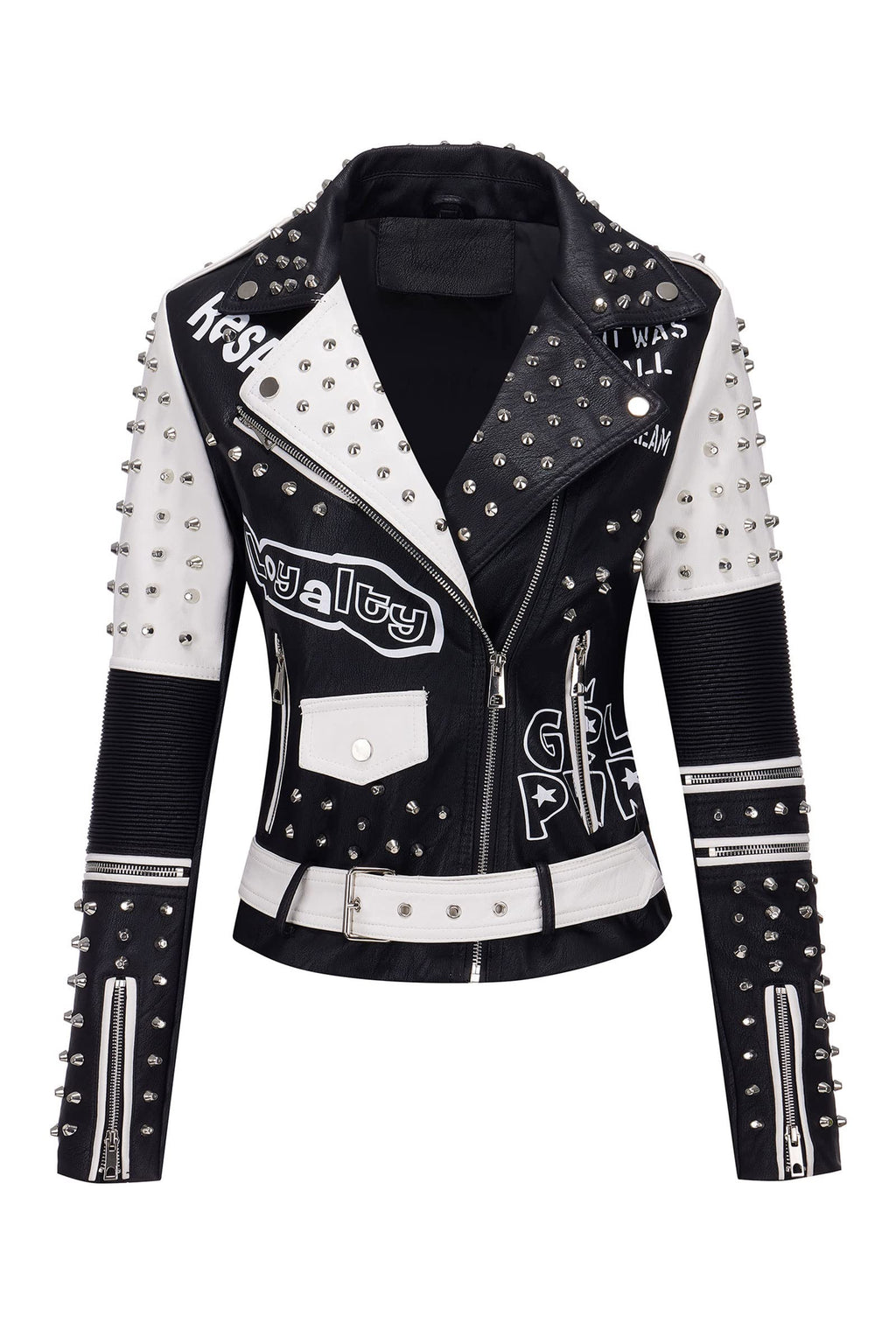 Geschallino Women's Faux Leather Jacket Plus Size Fall Motorcycle Biker Clothes Outfits Short Fashion PU Coat (1X-5X)