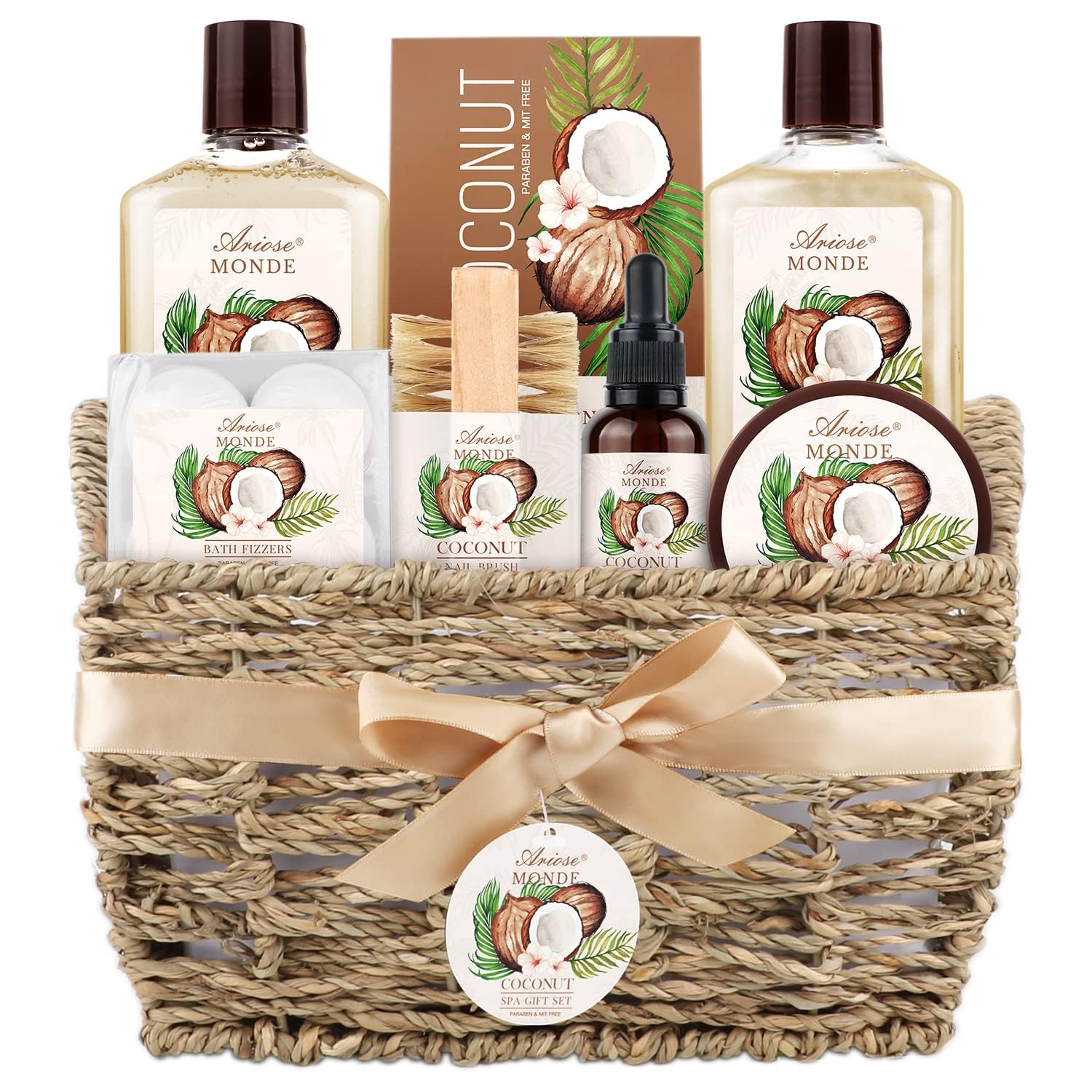 Bath Spa Gift Basket Set for Women, Enchanted Orchid Scent, Home Spa Gift Box with Shower Gel, Bubble Bath, Body Lotion, Body Scrub, Bath Bomb, Bath Salt, Bath & Body Gift Set
