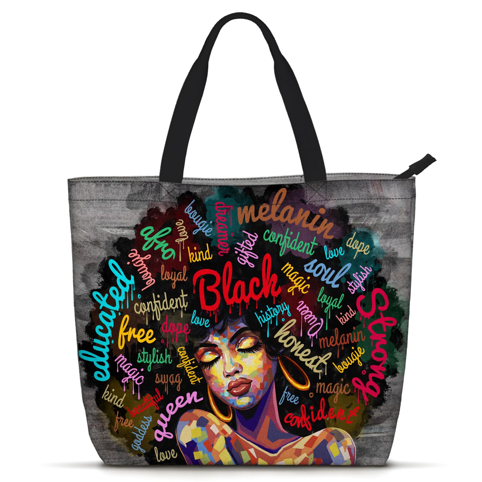 Foinior African American Black Women Tote Bag Black Girl Magic Shoulder Handbag For Work Travel Beach Shopping