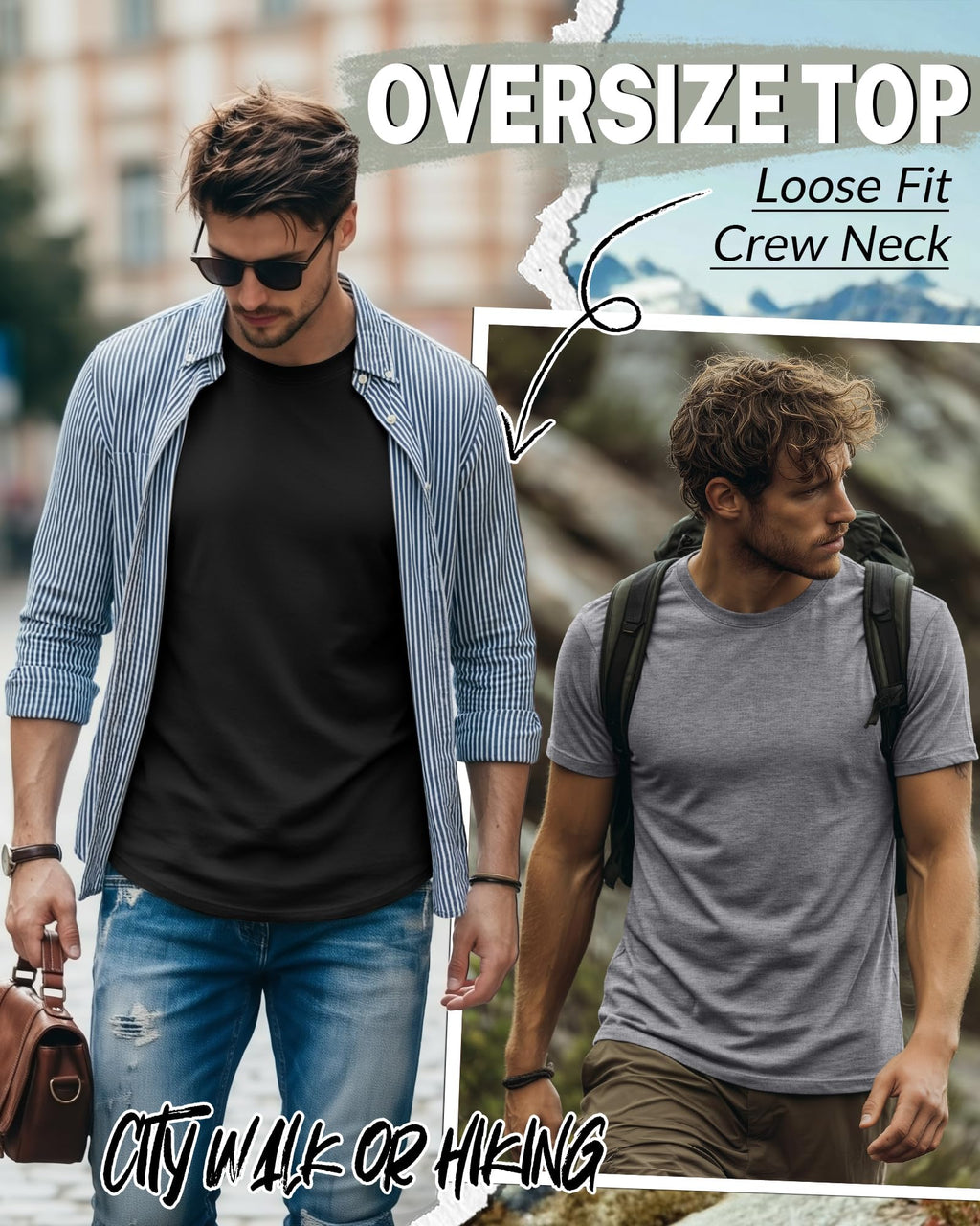 Ficerd 5 Pack Men's Big and Tall Shirts Short Sleeve Cotton Tee Summer Crew Neck Oversize Top Loose Fit Shirt Multipack