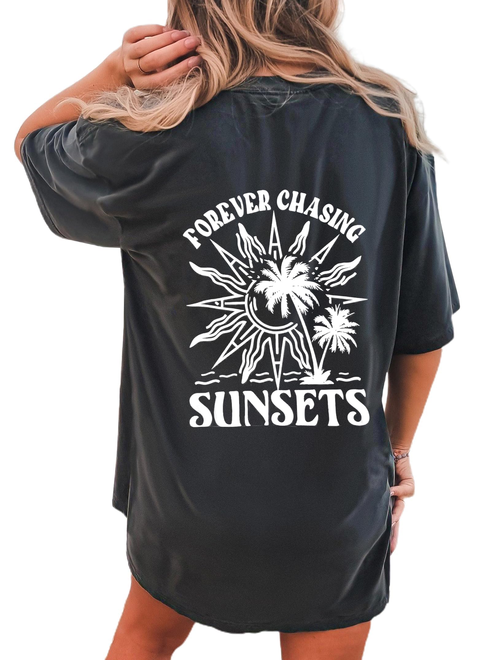 CSDAJIO Women's Trendy Oversized T Shirt Graphic Tee Crewneck Short Sleeve Loose Cute Going Out Summer Tops