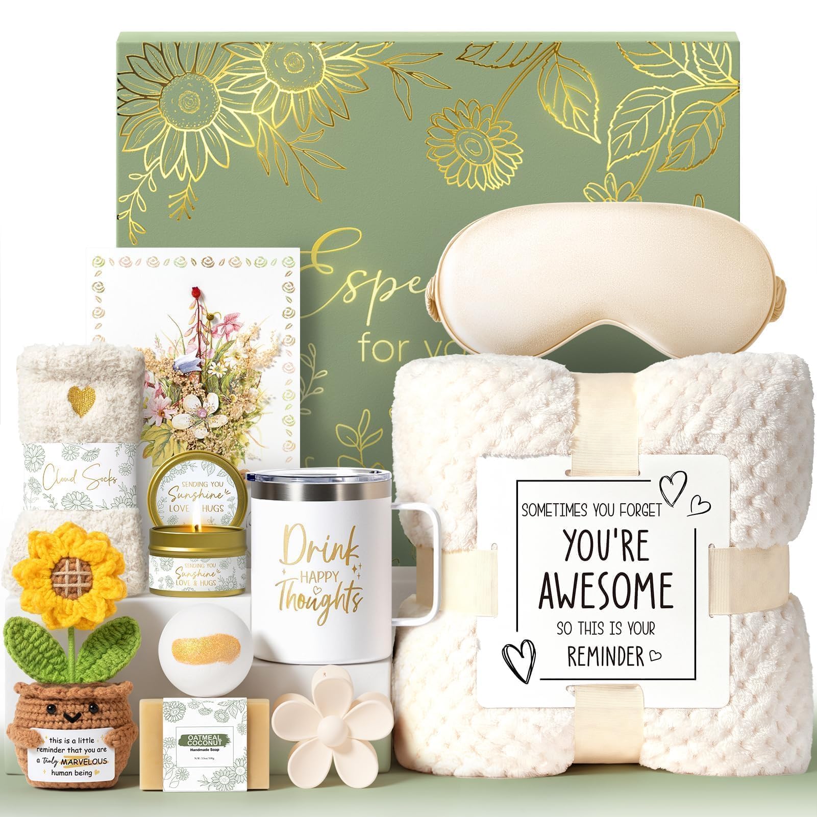 MAYICIVO Birthday Gifts for Women Self Care Get Well Soon Gift Baskets, Spa Care Package Inspirational for Women Mom