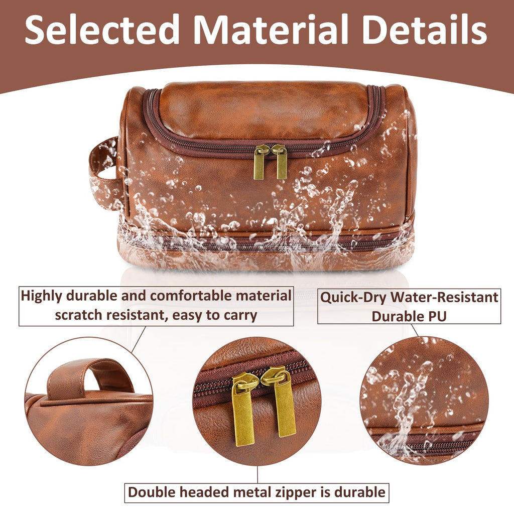 giftoria Personalized Toiletry Bag for Men,Gifts for Men,Christmas,Custom Leather Travel Bag Shave Kit,Engraved Pattern Text Dopp Kit,Ideas Gifts for him,Groomsmen,Anniversary,Dad,son,Husband,Father