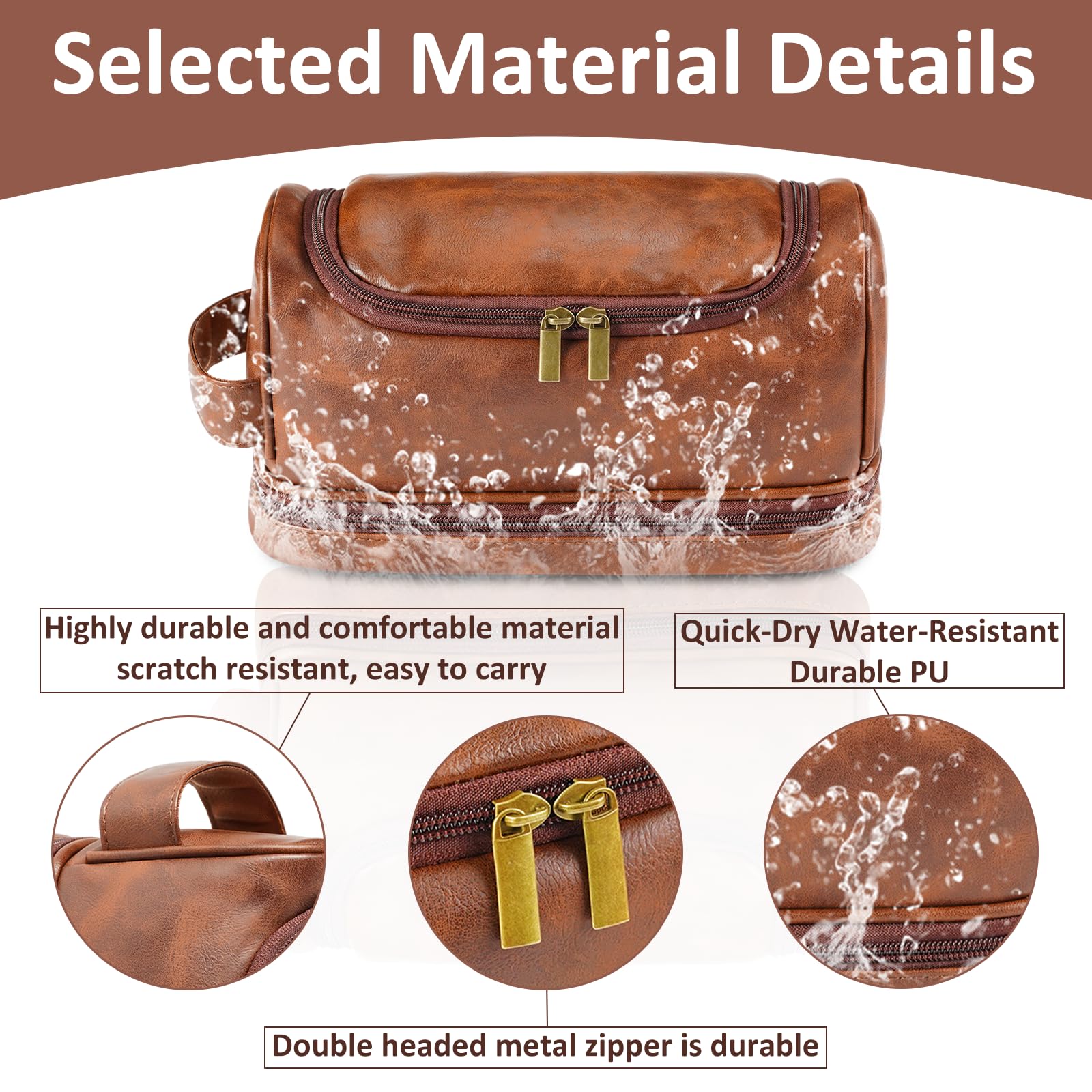 giftoria Personalized Toiletry Bag for Men,Gifts for Men,Christmas,Custom Leather Travel Bag Shave Kit,Engraved Pattern Text Dopp Kit,Ideas Gifts for him,Groomsmen,Anniversary,Dad,son,Husband,Father