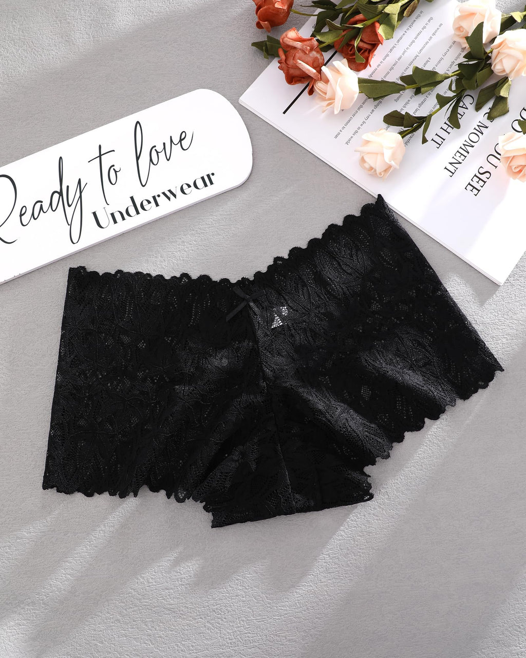 READY TO LOVE Sexy Women's Underwear Lace Shorts V Waist Breathable Cheeky Panties Boyshorts Underwear Women 5 Pack