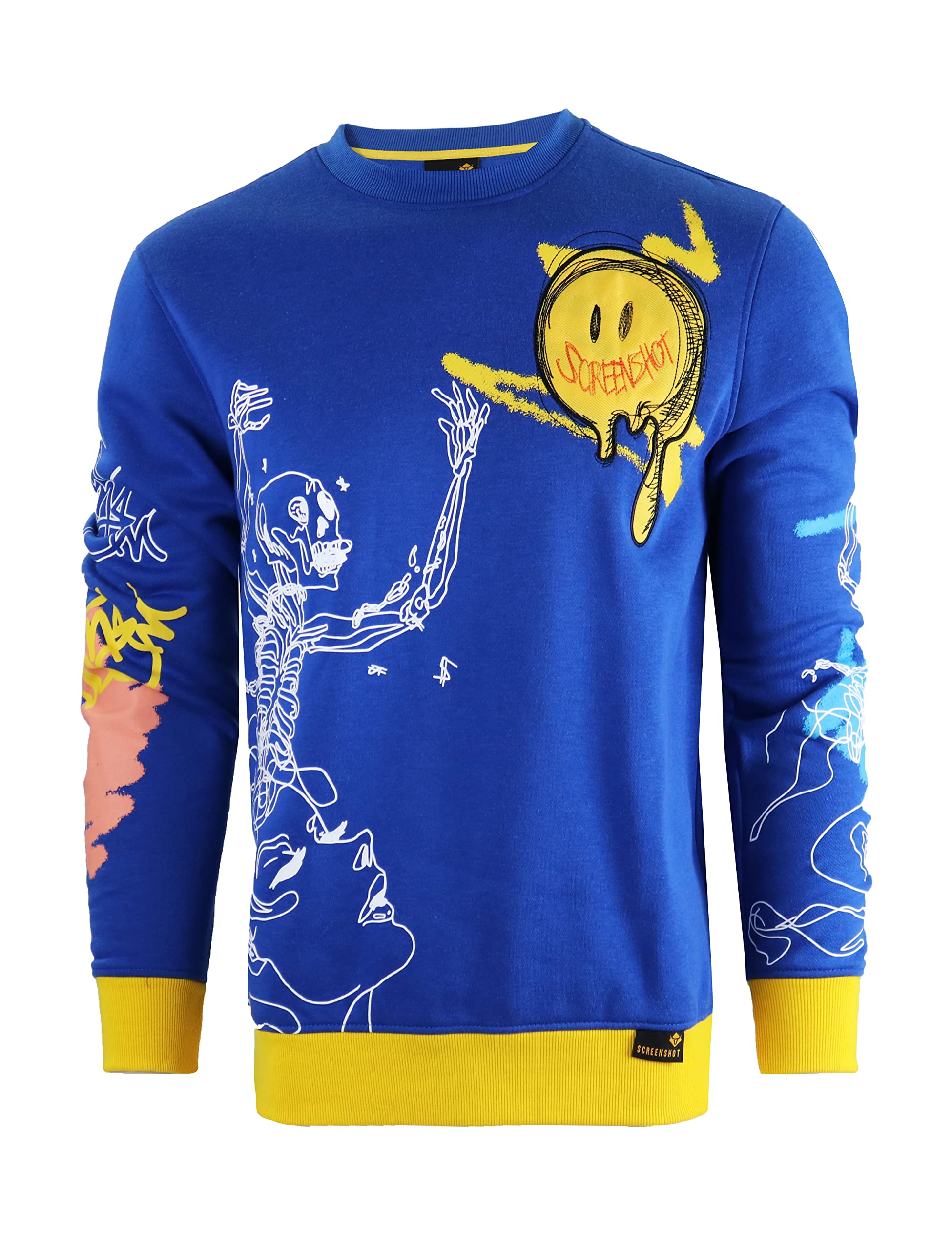 SCREENSHOT Mens Urban NYC Graffiti Hip Hop Fleece Pullover Active Fashion Crew Neck Sweatshirt Top