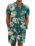 COOFANDY Men's Summer Beach Outfits 2 Piece Short Sleeve Shirts and Shorts Vacation Texture Linen Sets for Men