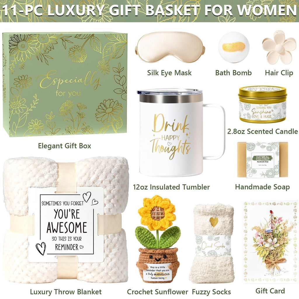MAYICIVO Birthday Gifts for Women Self Care Get Well Soon Gift Baskets, Spa Care Package Inspirational for Women Mom
