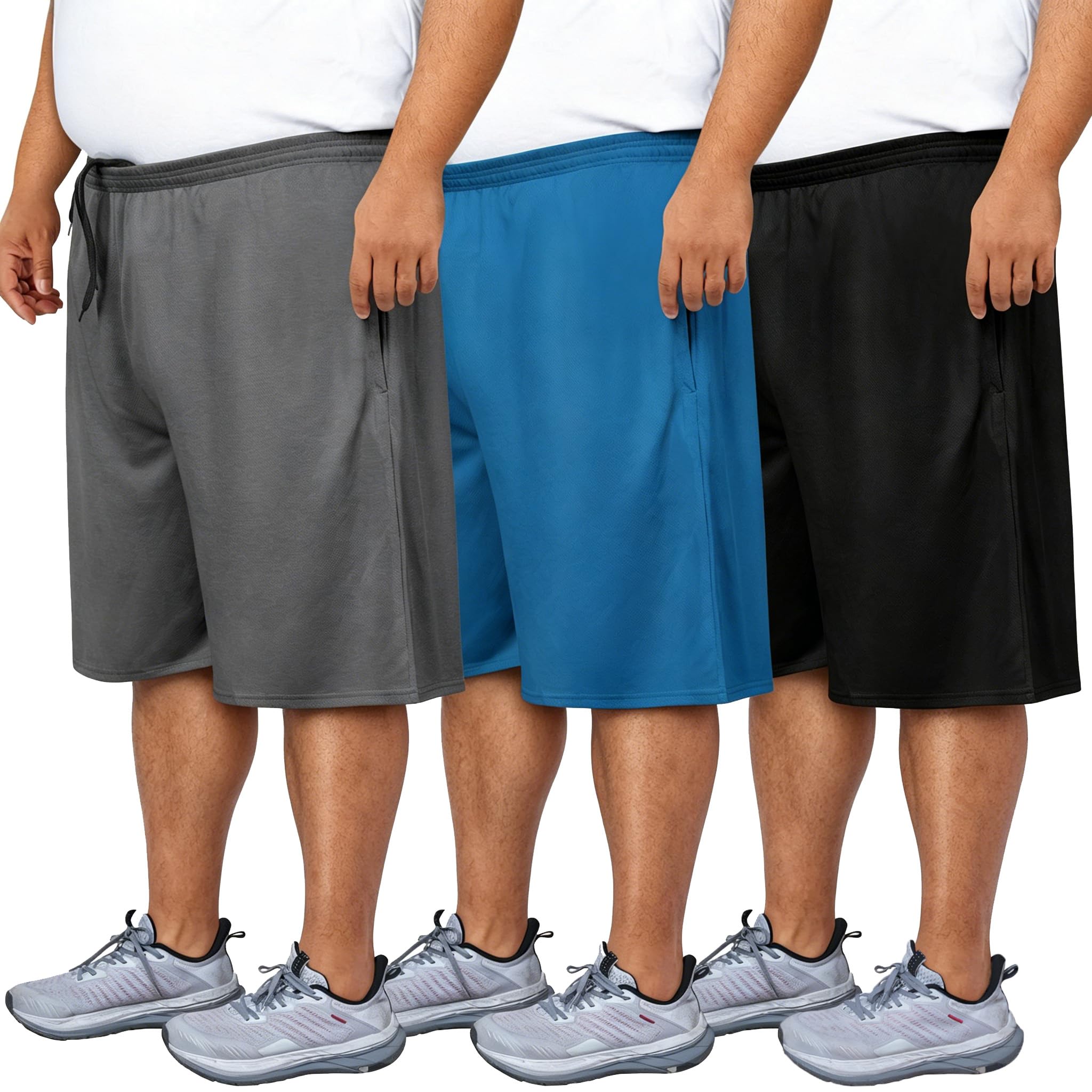 2XL-5XL Men's Big & Tall Dry-Fit Athletic Shorts, Sweat-Wicking Breathable Shorts Suitable Tall or Overweight Individuals