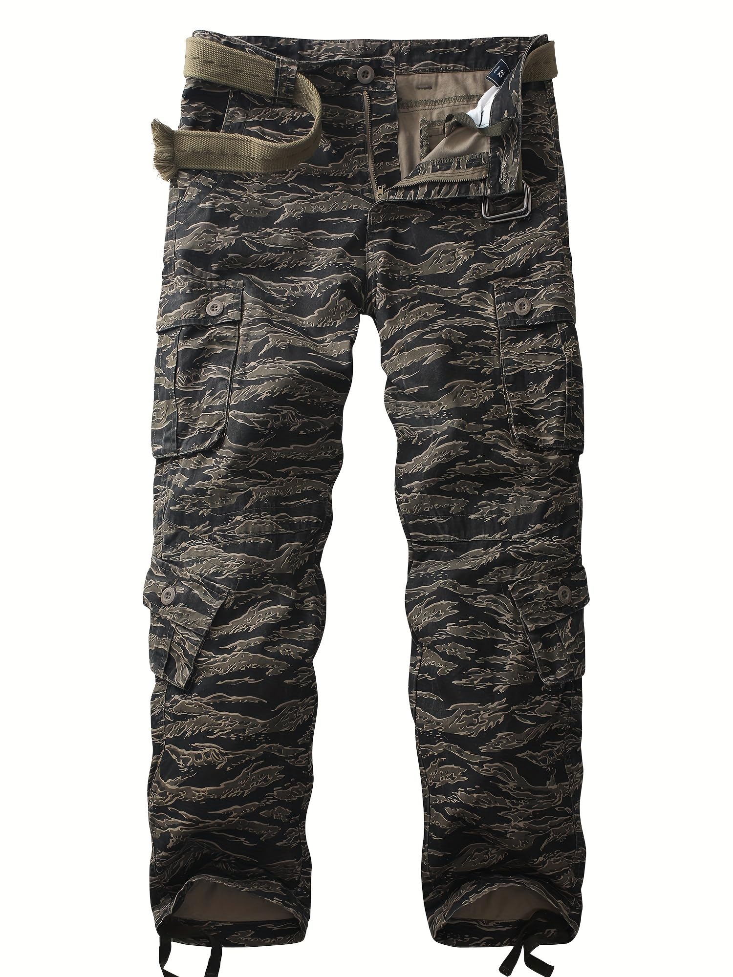 AKHIKING Men's Camo Cargo Work Pants Cotton Tactical Ripstop Casual Combat Pants with 8 Pockets