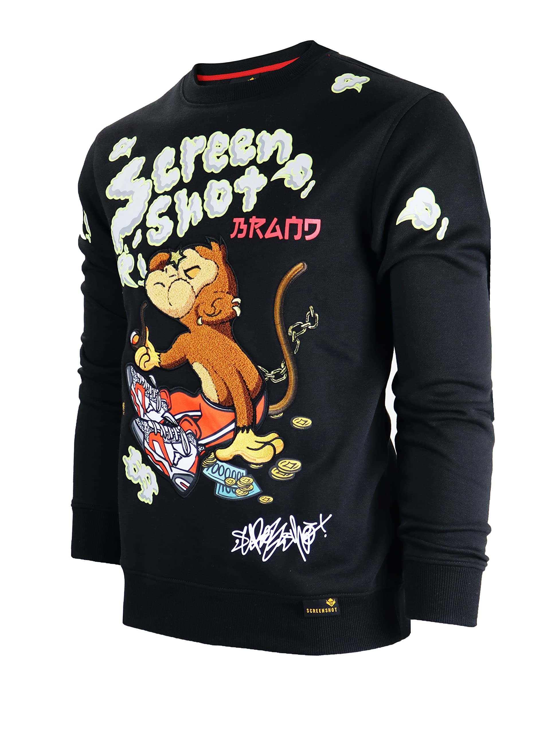 SCREENSHOT Mens Urban NYC Graffiti Hip Hop Fleece Pullover Active Fashion Crew Neck Sweatshirt Top