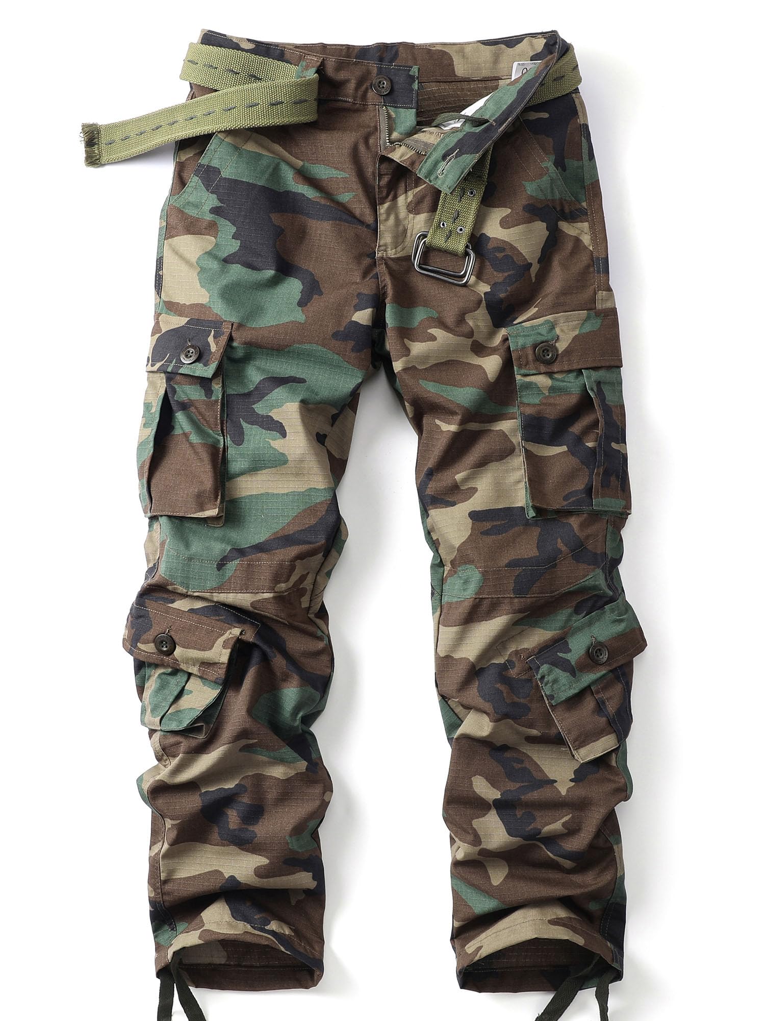 AKHIKING Men's Camo Cargo Work Pants Cotton Tactical Ripstop Casual Combat Pants with 8 Pockets