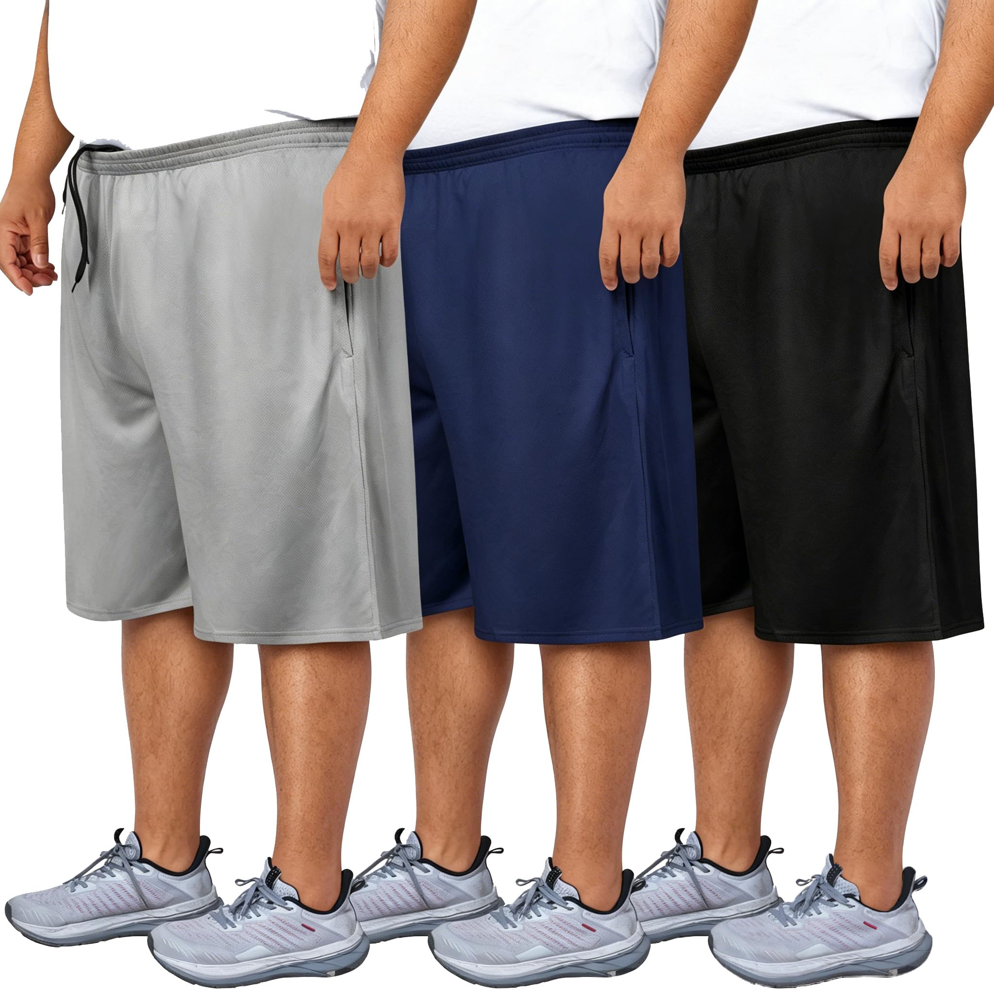 2XL-5XL Men's Big & Tall Dry-Fit Athletic Shorts, Sweat-Wicking Breathable Shorts Suitable Tall or Overweight Individuals