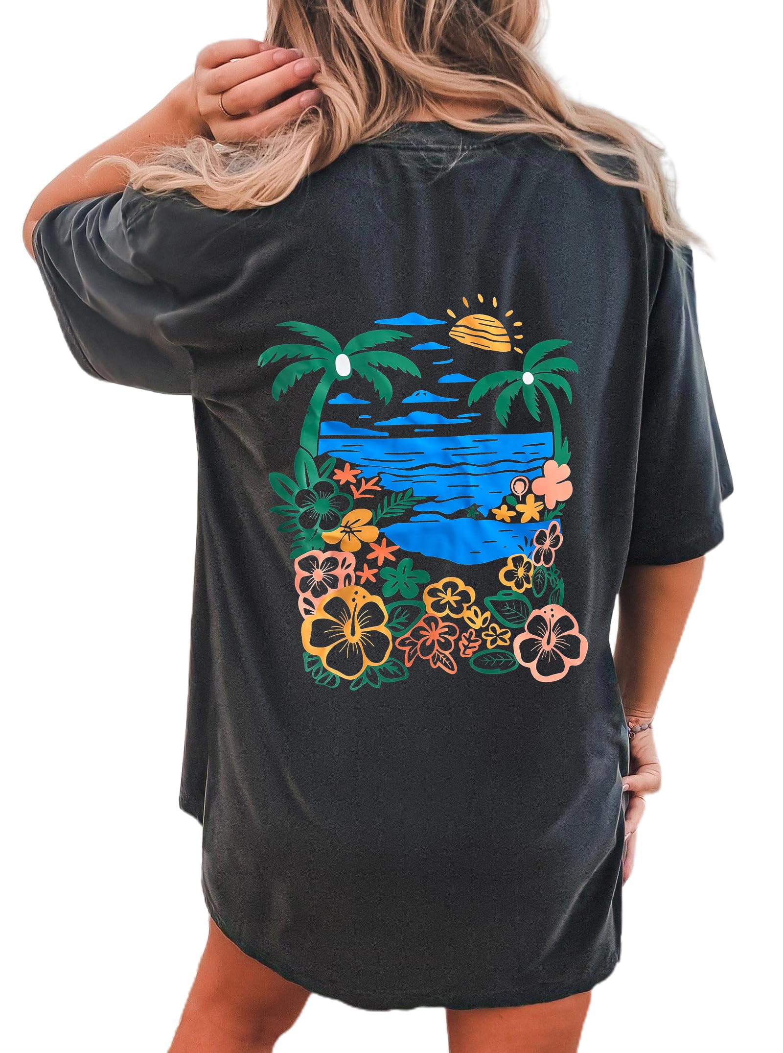 CSDAJIO Women's Trendy Oversized T Shirt Graphic Tee Crewneck Short Sleeve Loose Cute Going Out Summer Tops