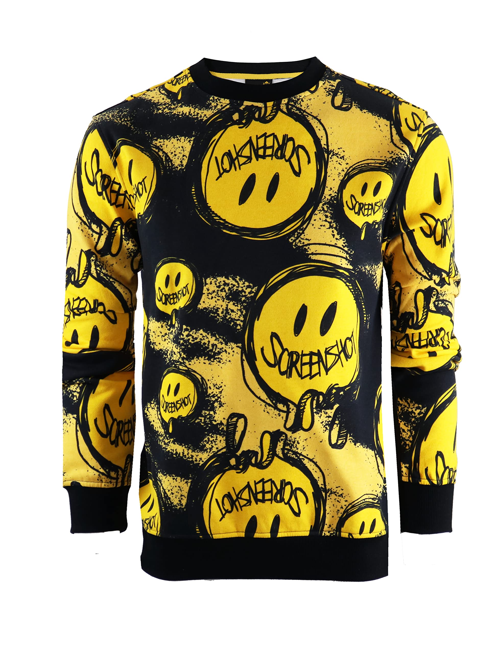SCREENSHOT Mens Urban NYC Graffiti Hip Hop Fleece Pullover Active Fashion Crew Neck Sweatshirt Top