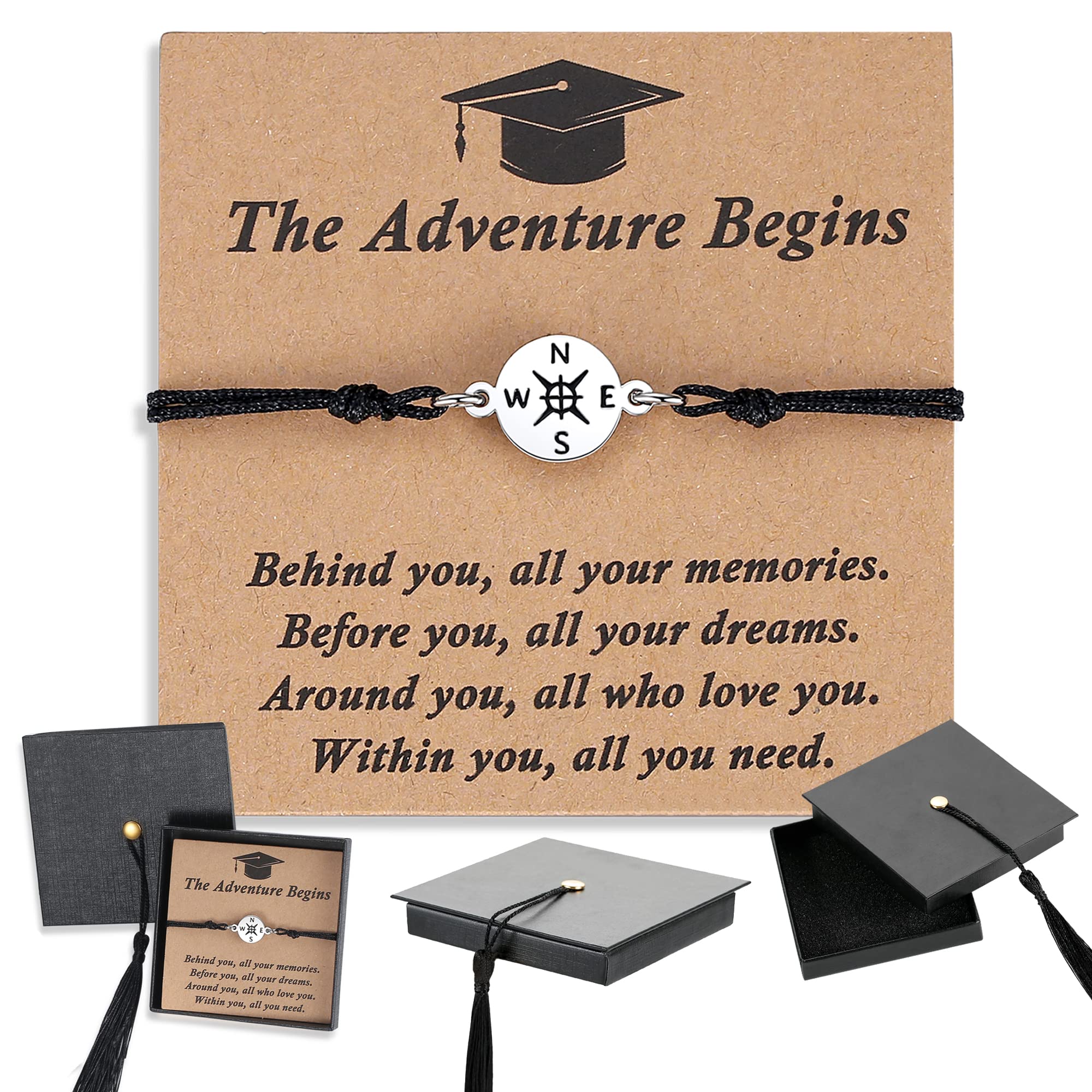 SAM & LORI Unique Grad Cap Box 2026 Graduation Gifts for Her/Him - Adjustable Unisex Bracelet for Primary/Middle School/High School/College Grads