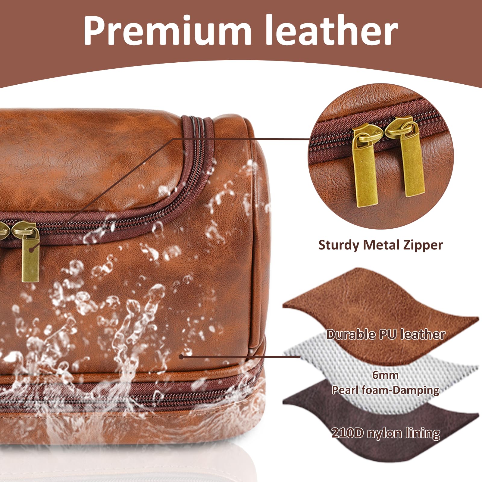 giftoria Personalized Toiletry Bag for Men,Gifts for Men,Christmas,Custom Leather Travel Bag Shave Kit,Engraved Pattern Text Dopp Kit,Ideas Gifts for him,Groomsmen,Anniversary,Dad,son,Husband,Father