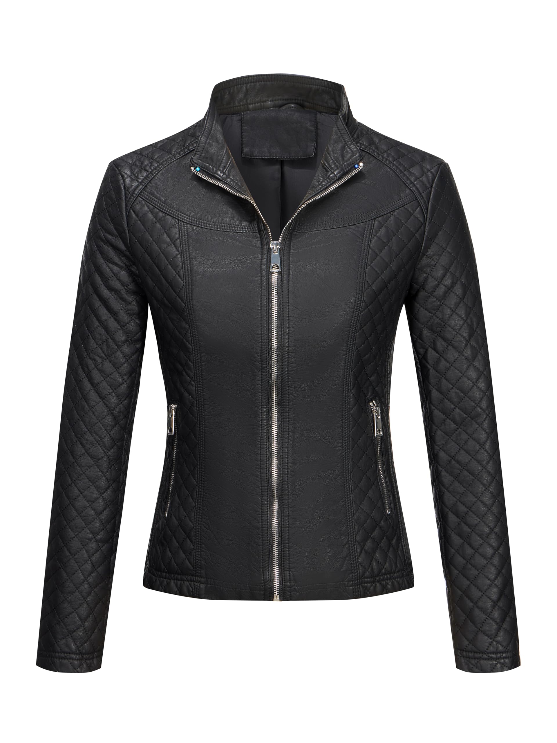 Geschallino Women's Faux Leather Jacket Plus Size Fall Motorcycle Biker Clothes Outfits Short Fashion PU Coat (1X-5X)