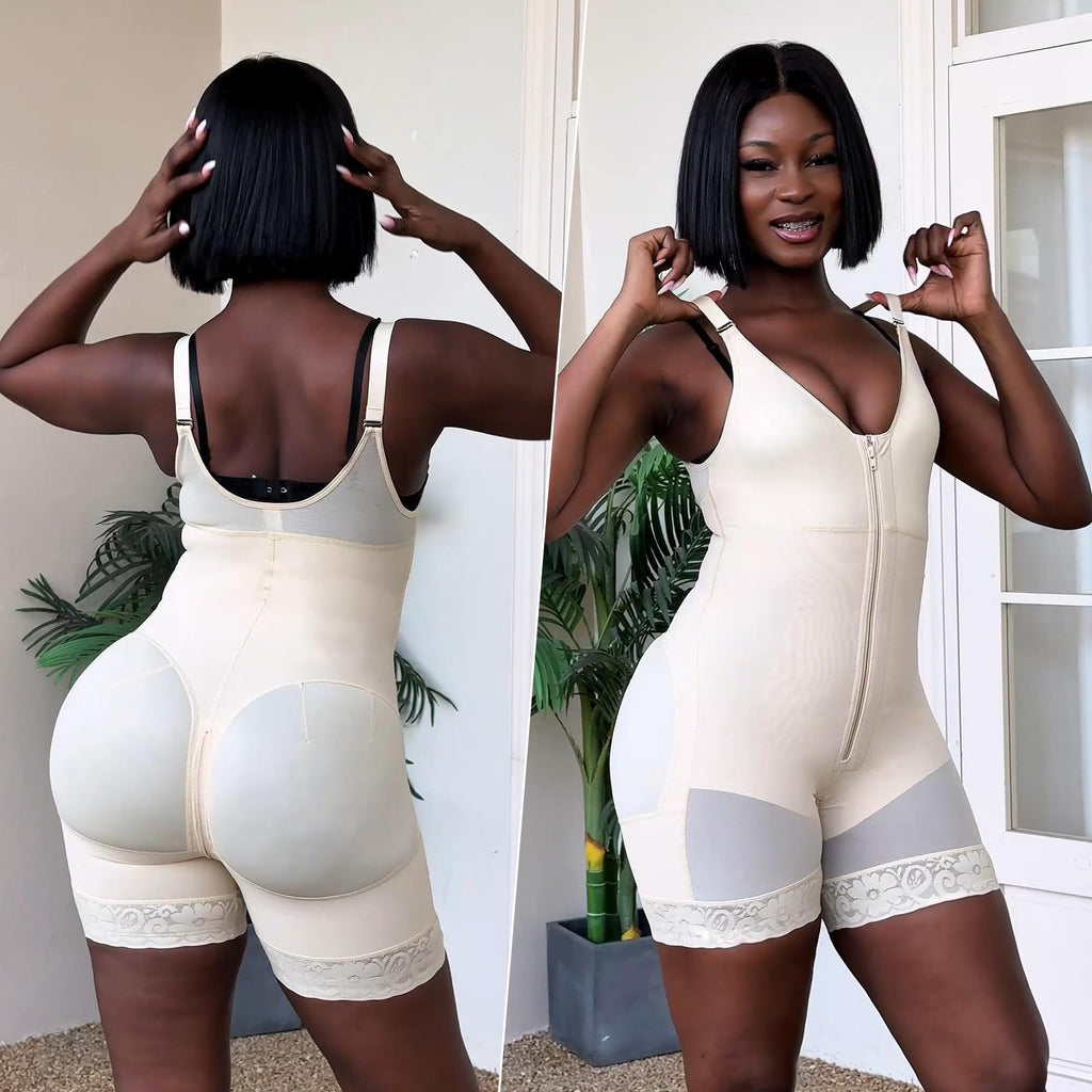YIANNA Fajas Colombianas Moldeadoras Postpartum Shapewear Tummy Control for Women Butt Lifter Body Shaper with Zipper Crotch