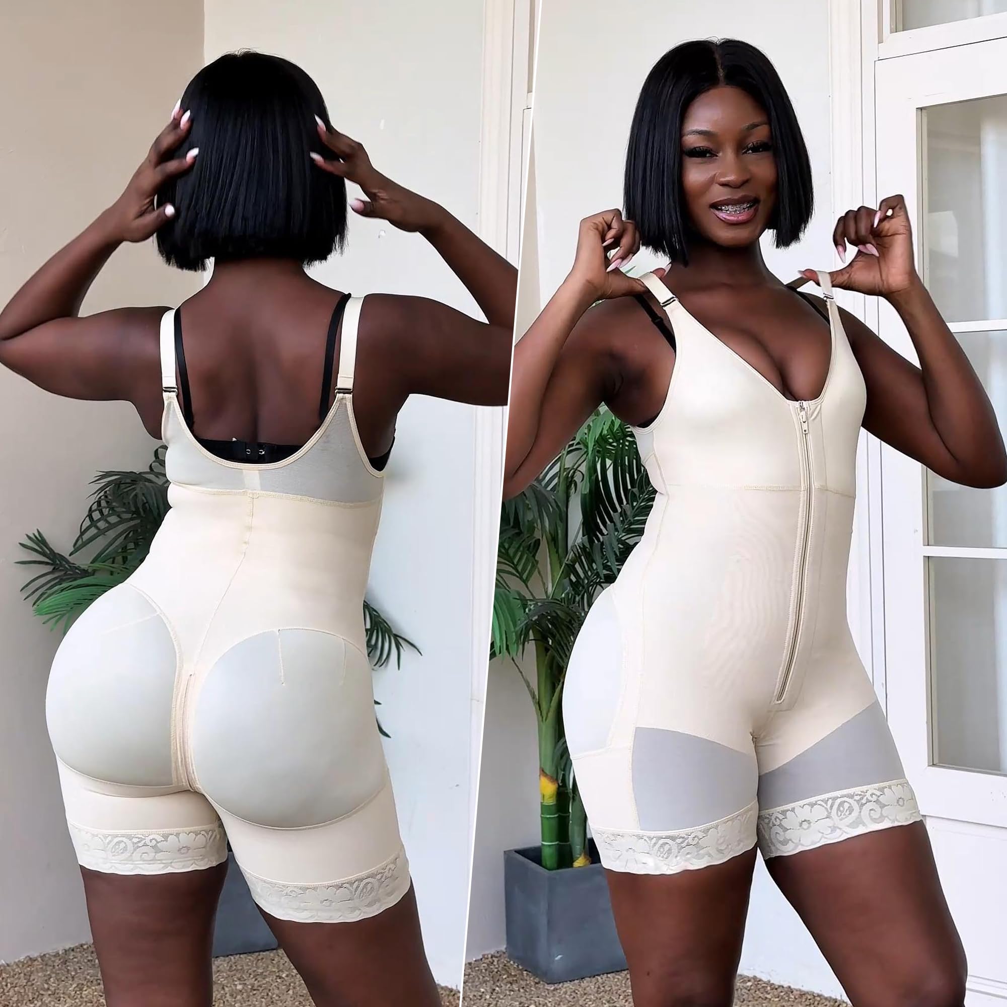 YIANNA Fajas Colombianas Moldeadoras Postpartum Shapewear Tummy Control for Women Butt Lifter Body Shaper with Zipper Crotch