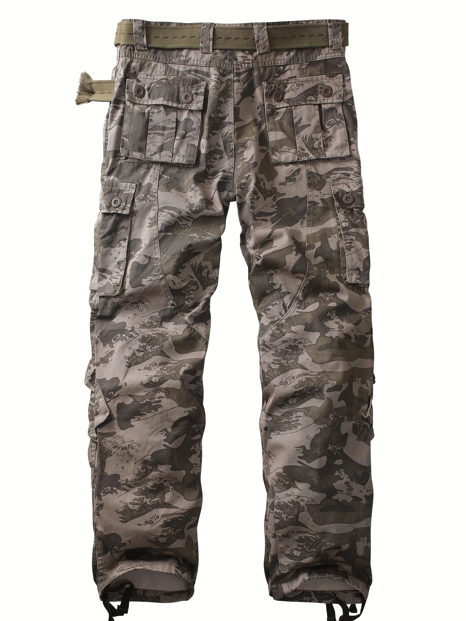 AKHIKING Men's Camo Cargo Work Pants Cotton Tactical Ripstop Casual Combat Pants with 8 Pockets
