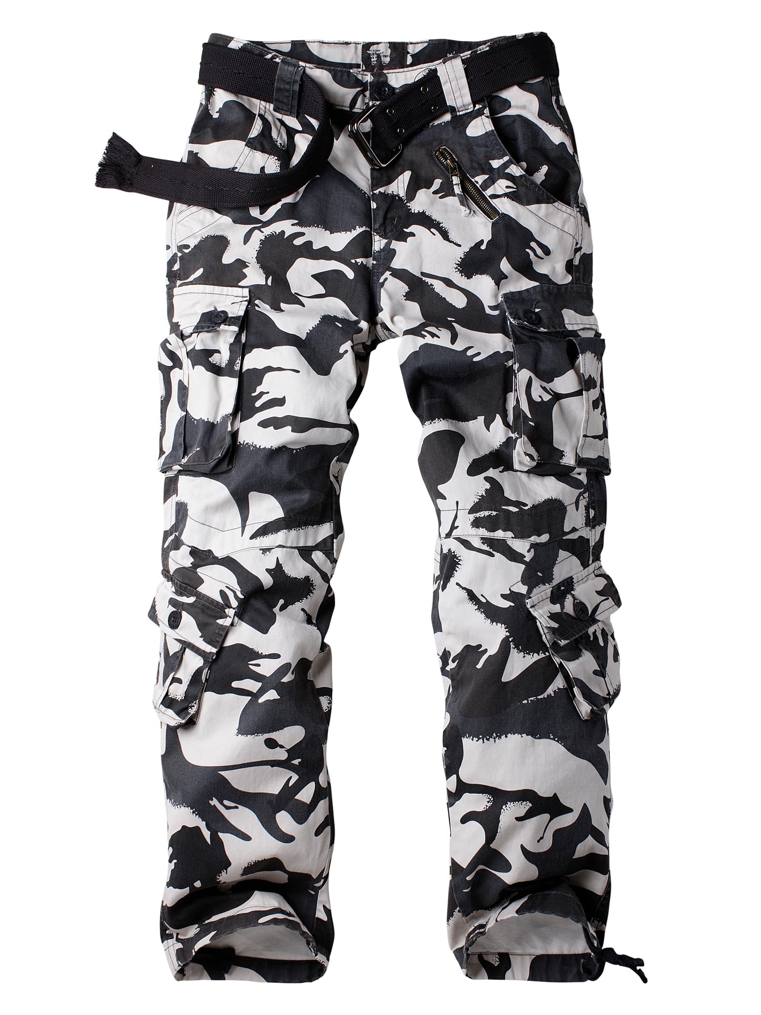 AKHIKING Men's Camo Cargo Work Pants Cotton Tactical Ripstop Casual Combat Pants with 8 Pockets