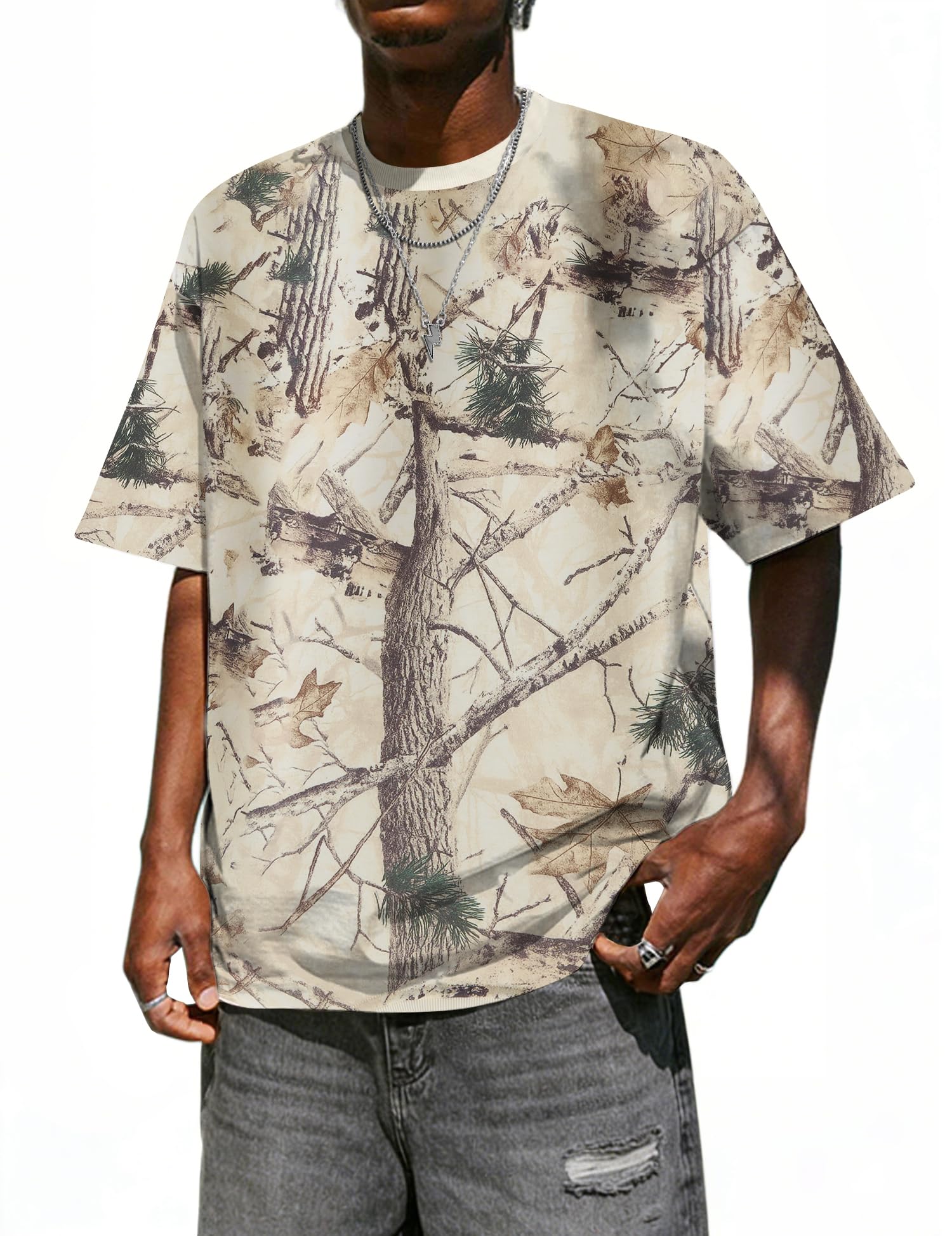 UOUA Mens Graphic Tees Vintage T-Shirts Oversized Letter Print Casual Crewneck Cotton Top Short Sleeve Rapper Streetwear